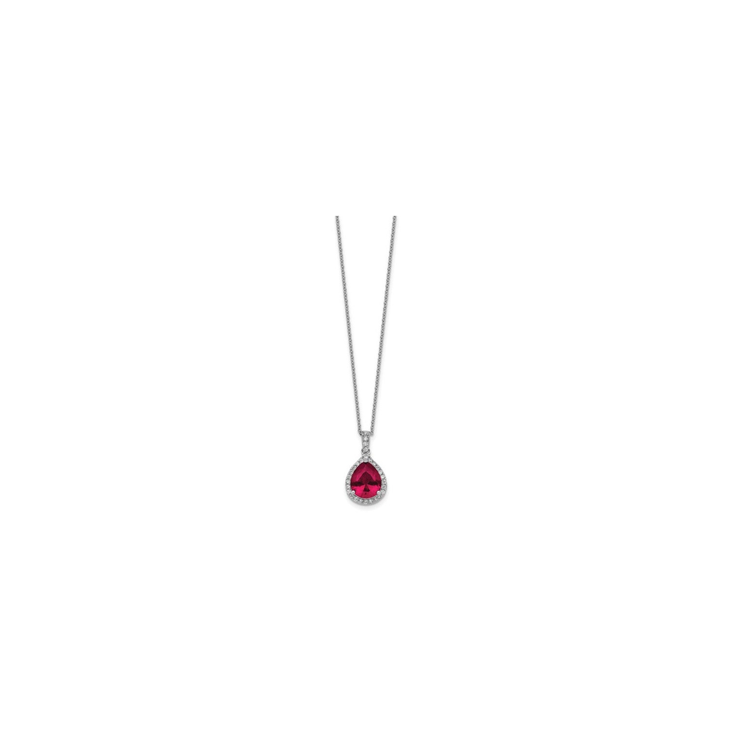 4.90 Carat Lab-Created Ruby Teardrop Pendant Necklace in Sterling Silver with Chain