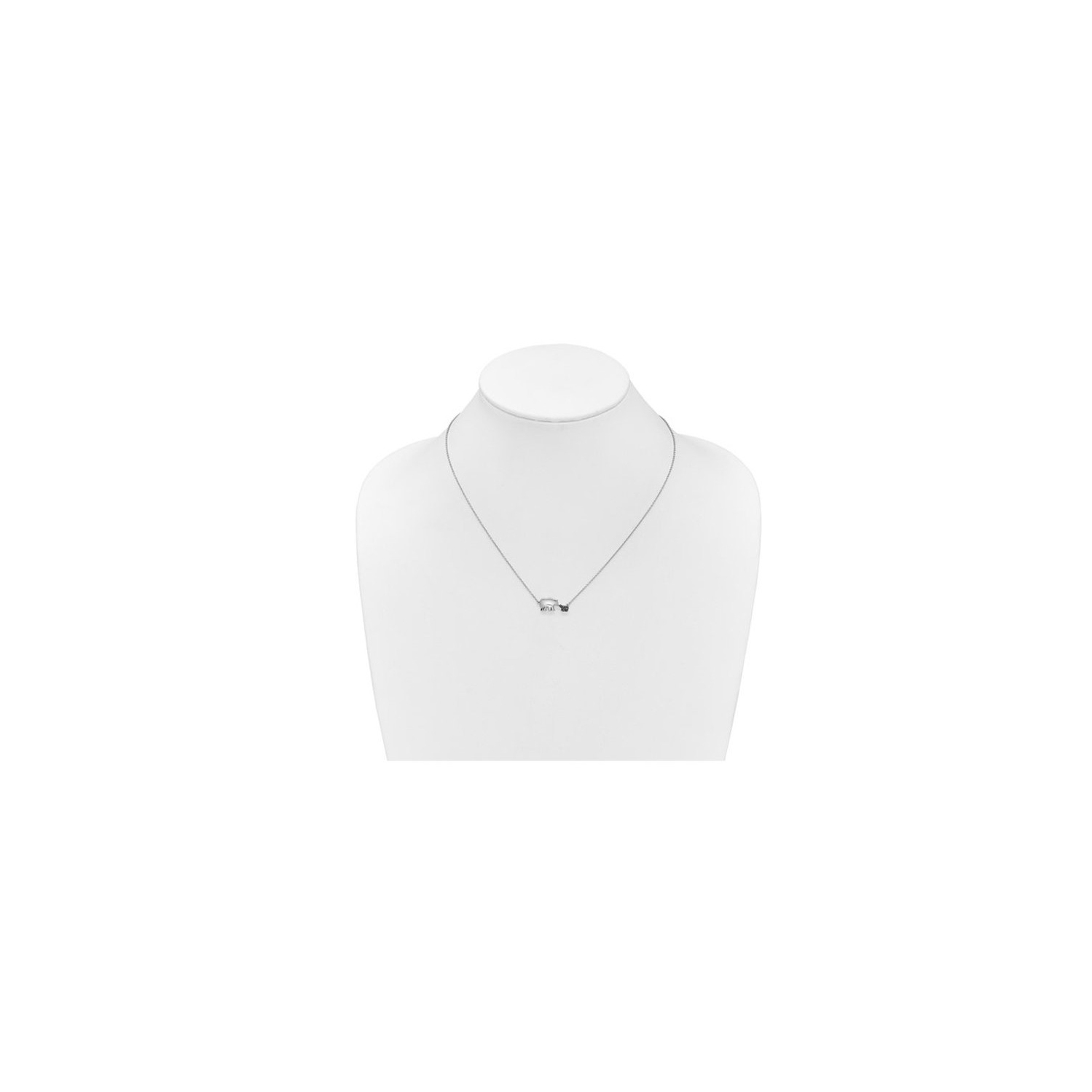 Black Diamond Baby Bear Charm Pendant Necklace in 14K White Gold with Chain