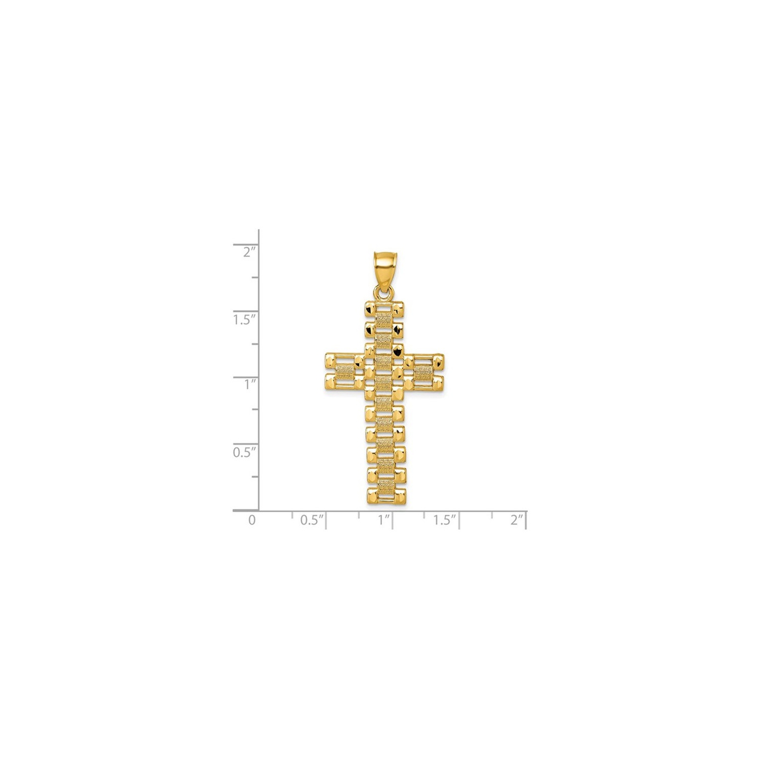 14K Yellow Gold Diamond-Cut Cross Link Design Pendant