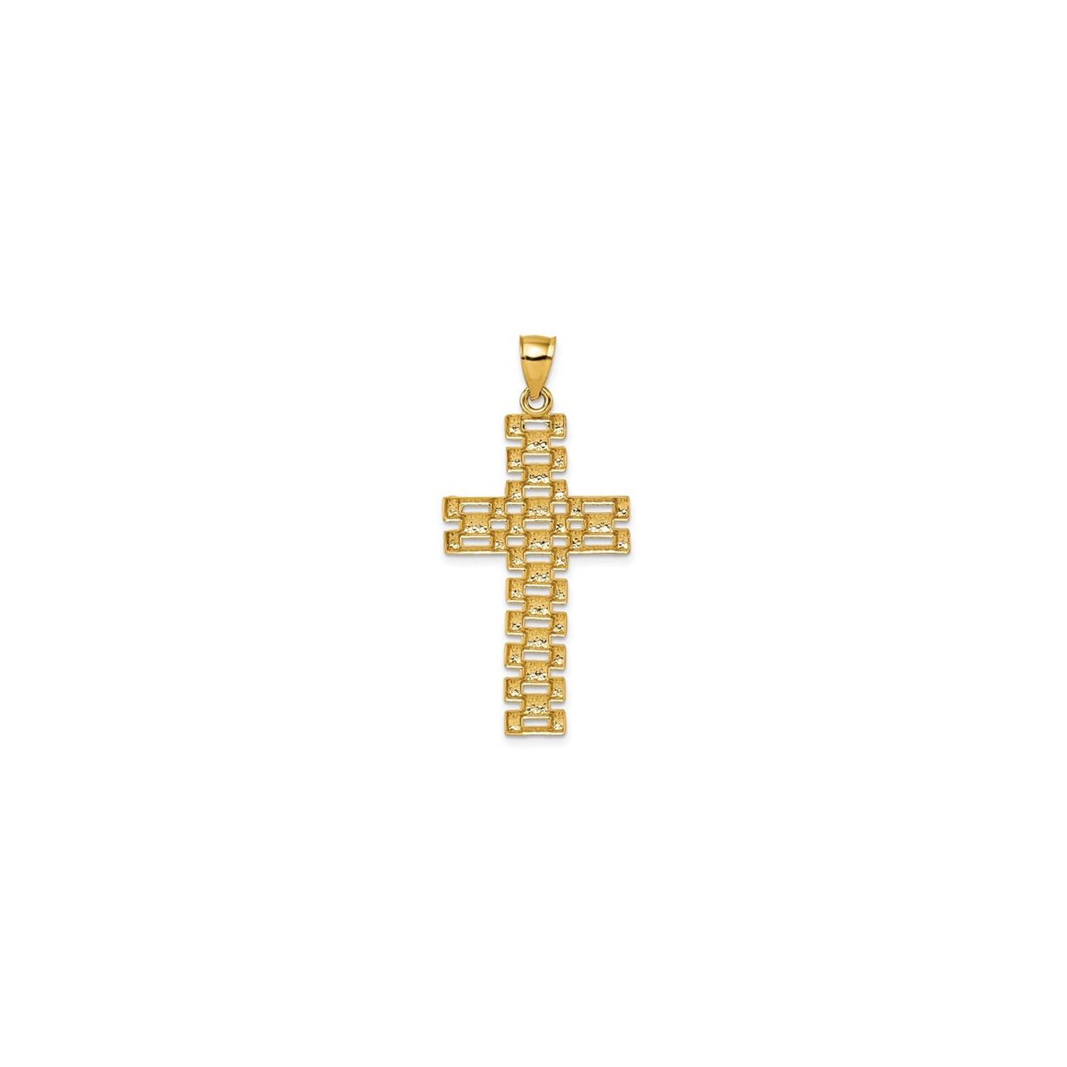 14K Yellow Gold Diamond-Cut Cross Link Design Pendant