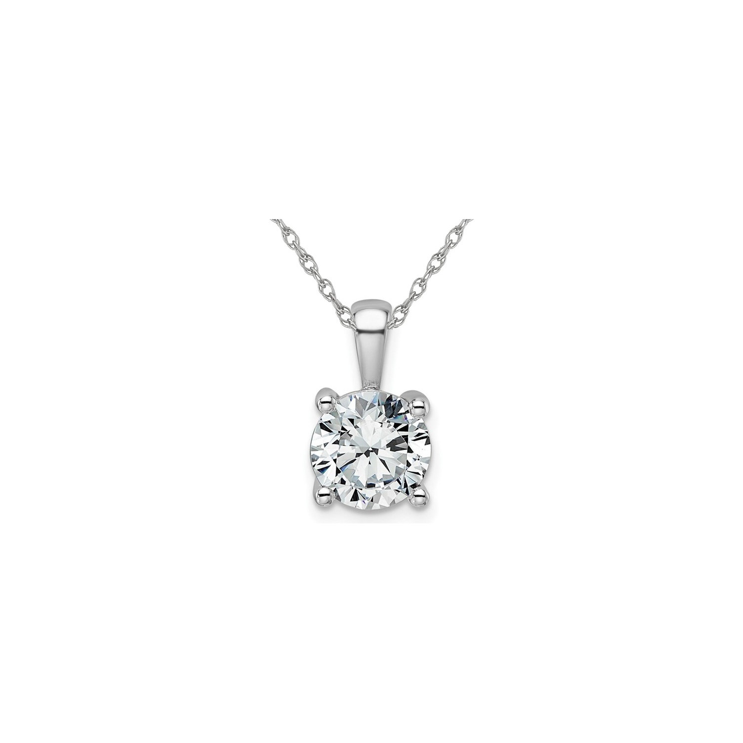 2.00 Carat Lab-Grown Diamond Solitaire Pendant Necklace in 14K White Gold with Chain