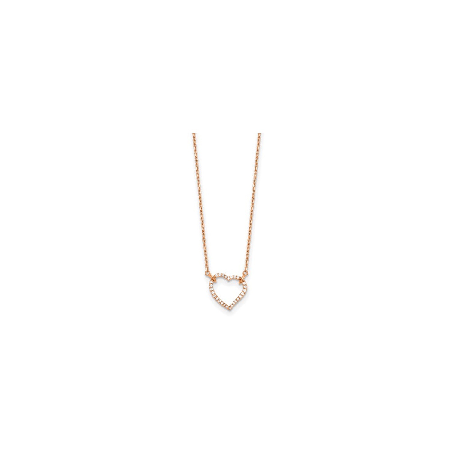 1/5 Carat Lab-Grown Diamond Open Heart Pendant Necklace 14K Rose Gold with Chain