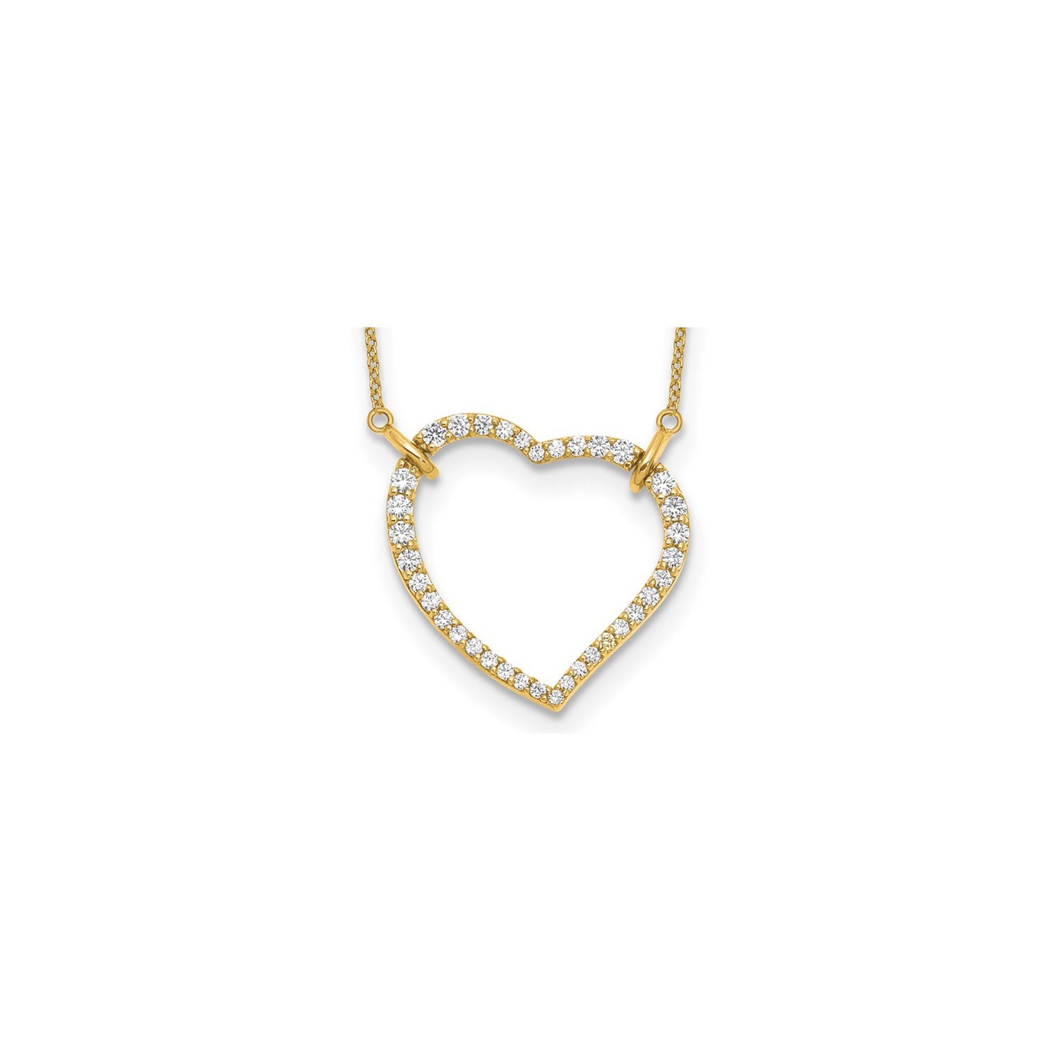 2/3 Carat Lab-Grown Diamond Open Heart Pendant Necklace 14K Yellow Gold with Chain