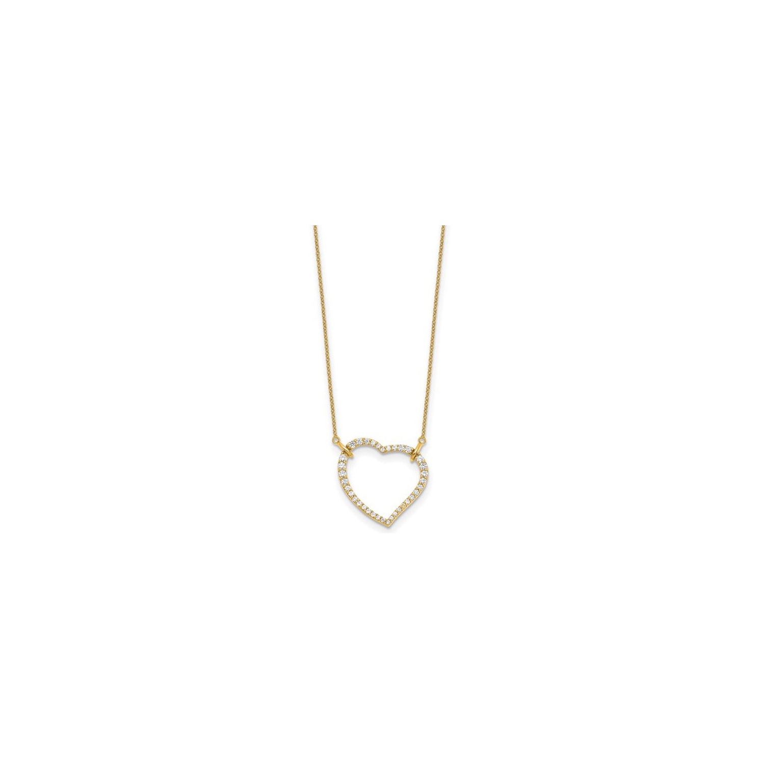 2/3 Carat Lab-Grown Diamond Open Heart Pendant Necklace 14K Yellow Gold with Chain