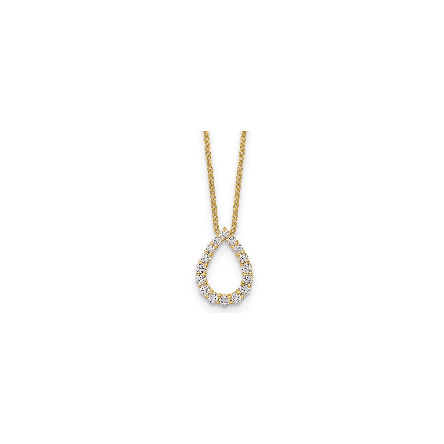 1/3 Carat Lab-Grown Diamond Drop Necklace Pendant in 14K Yellow Gold with Chain