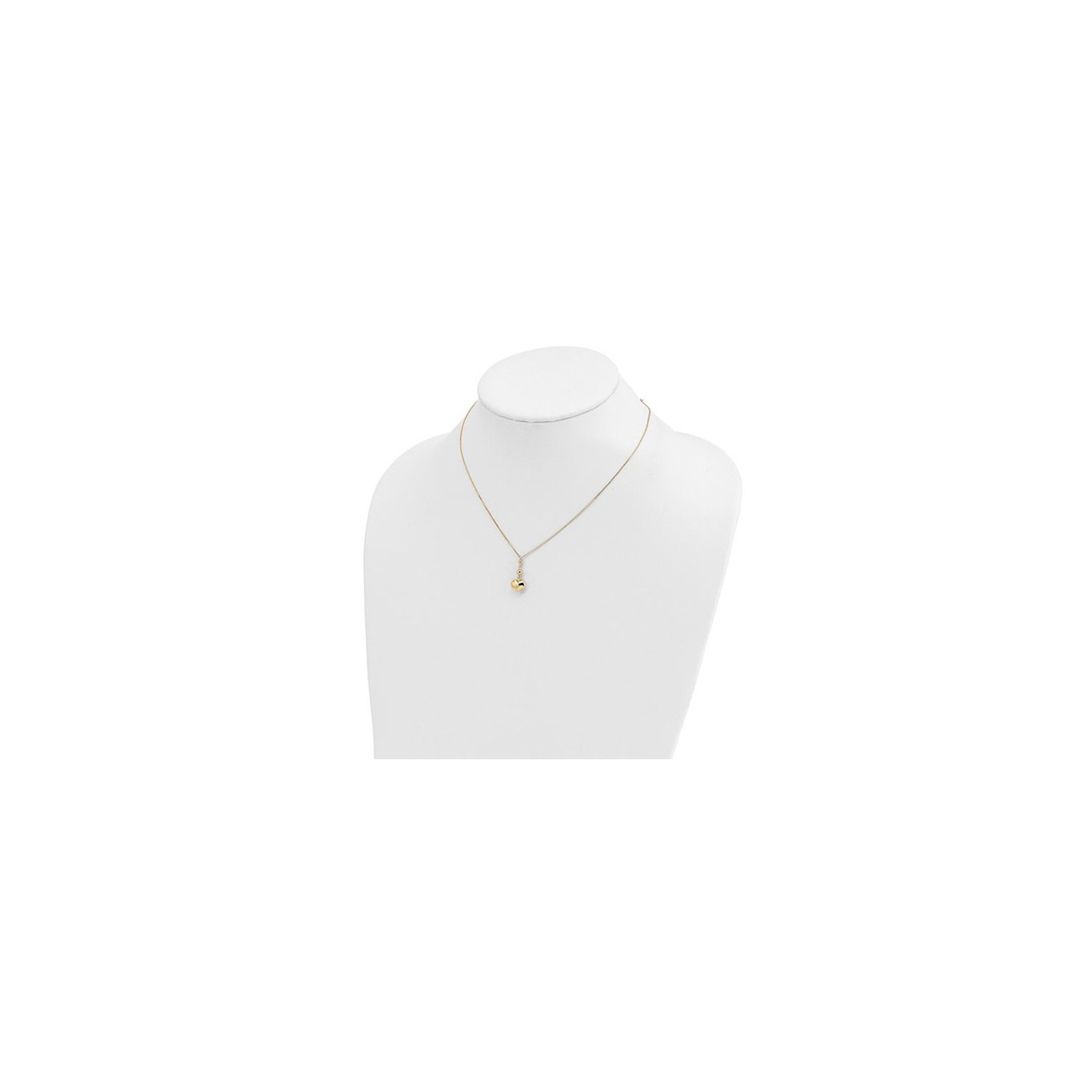 14K Yellow Gold Heart with Bead Pendant Necklace with Chain