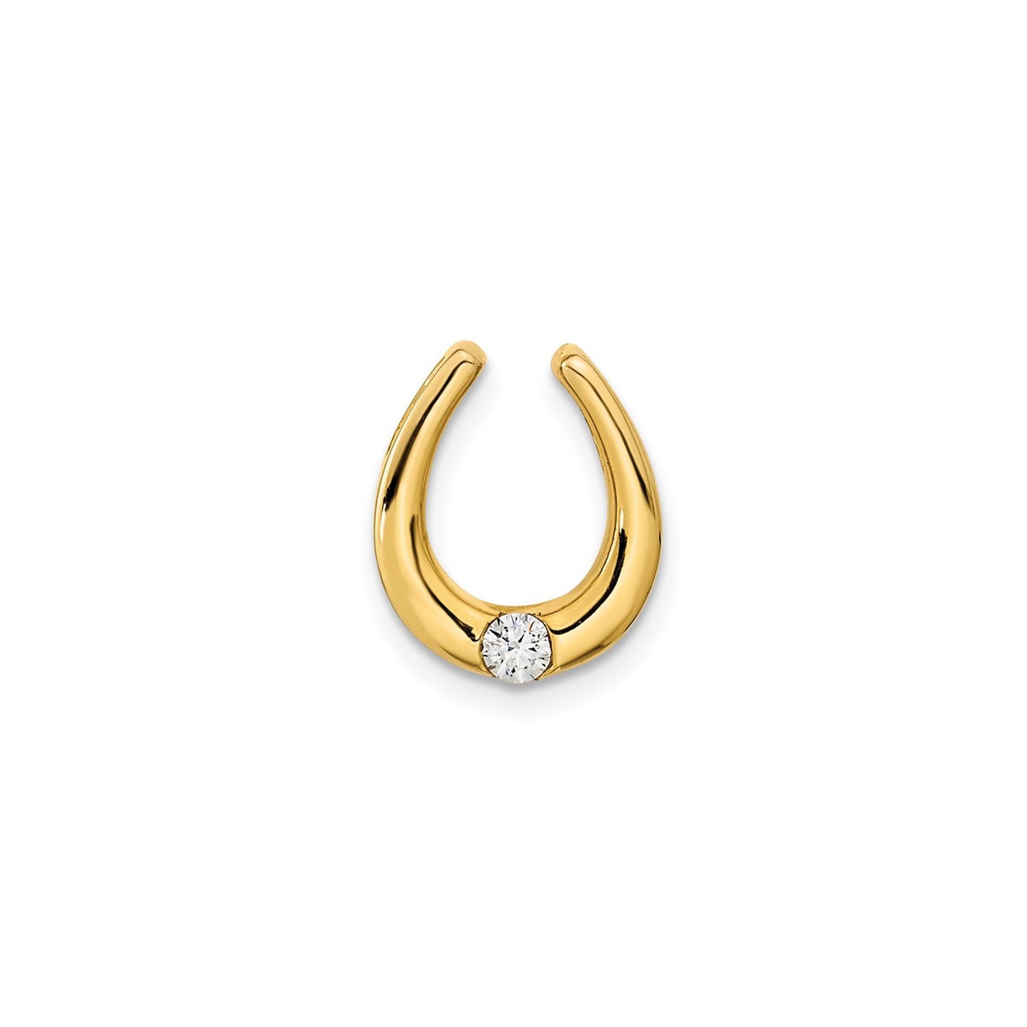 14K Yellow Gold Horseshoe Diamond Charm Pendant