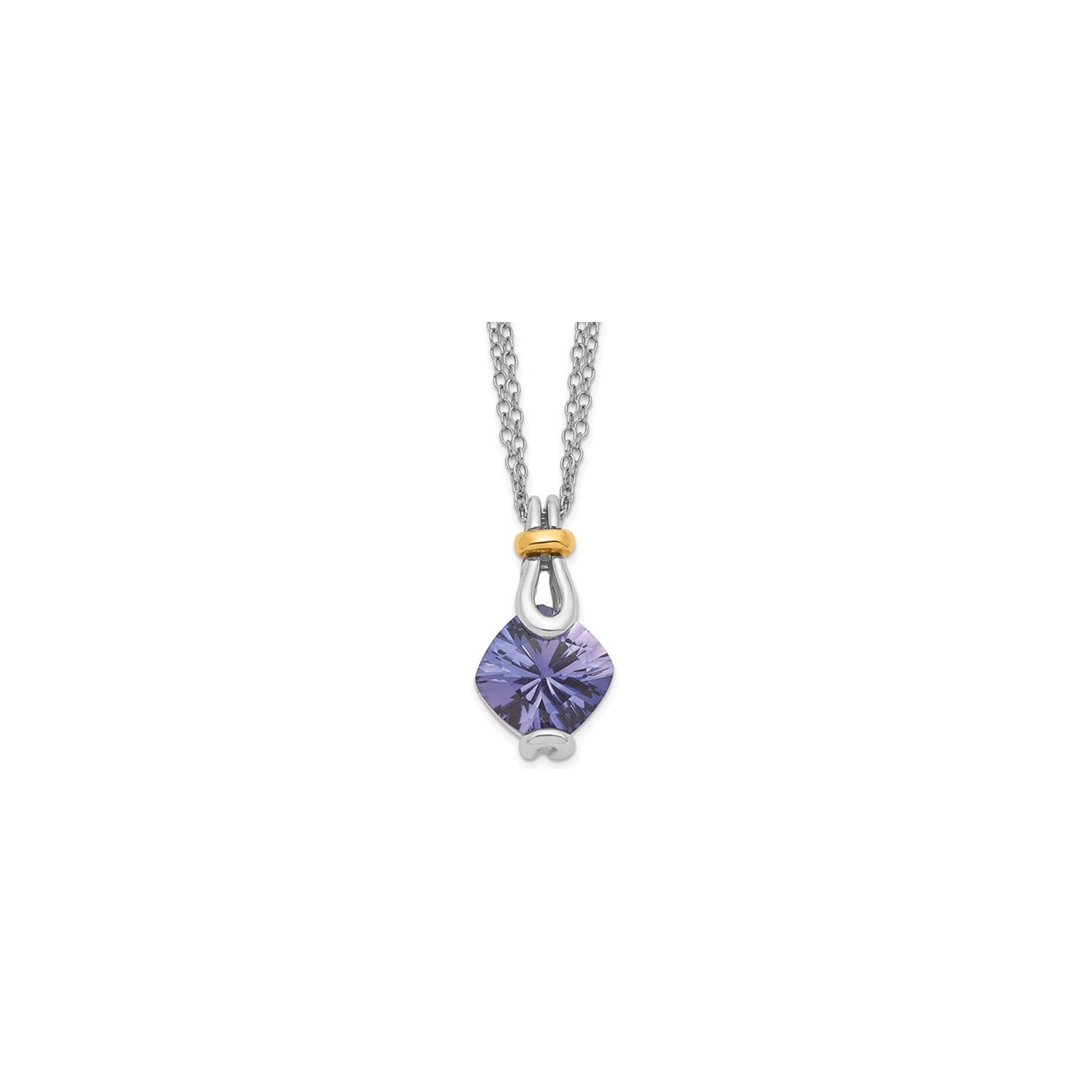 7.18 Carat Lab-Created Blue Garnet Dangling Pendant Necklace in Sterling Silver with Chain