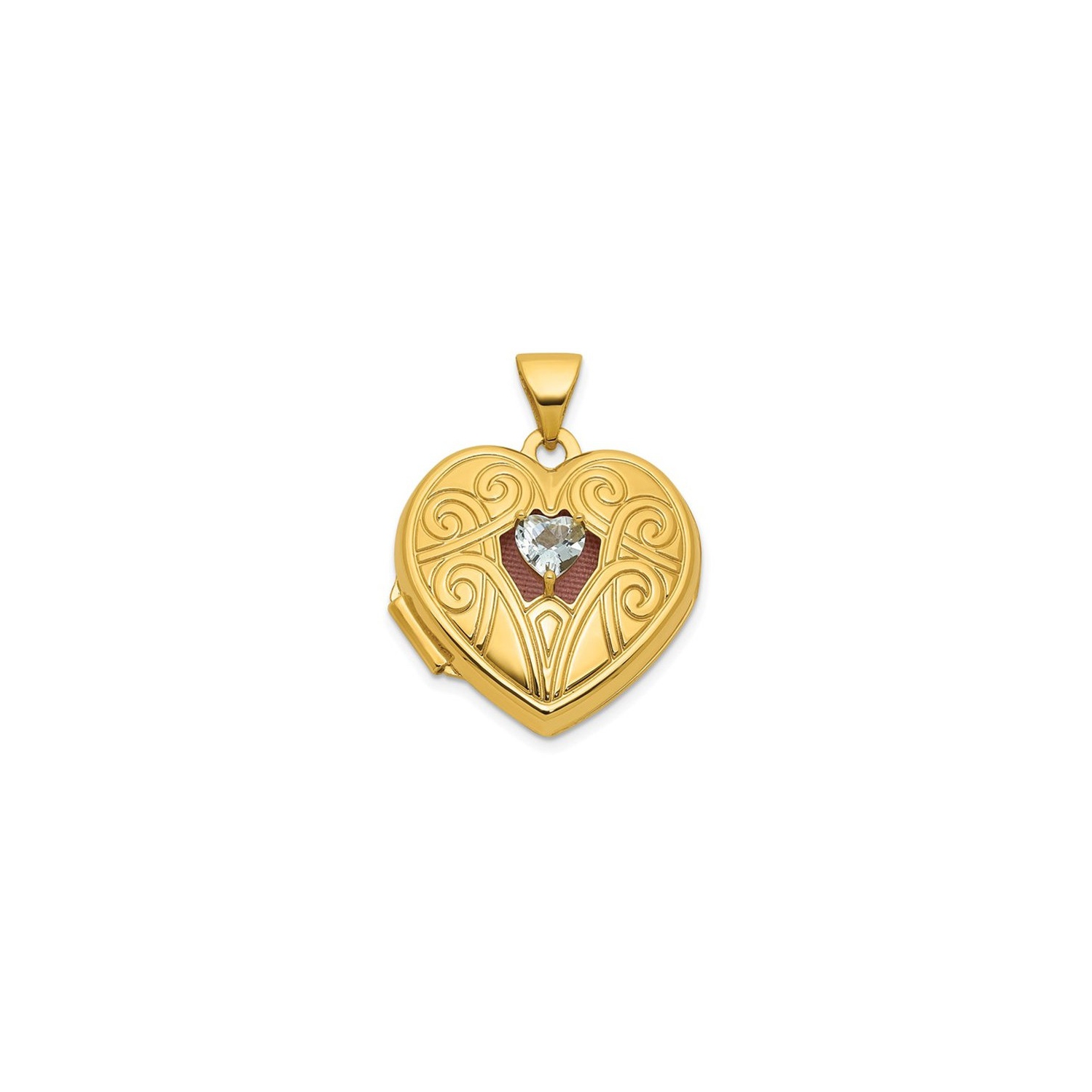 1/5 Carat Aquamarine Heart Locket Pendant Necklace in 14K Yellow Gold (NO CHAIN)
