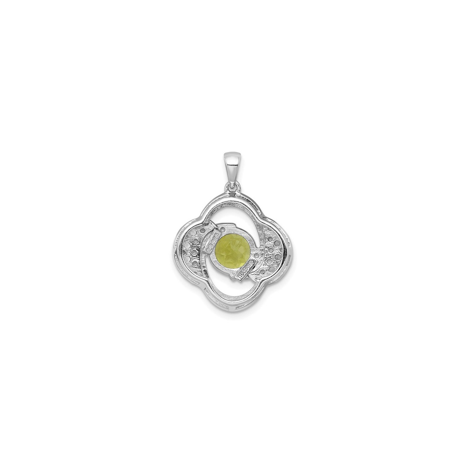 1.98 Carat Peridot and White Topaz Pendant Necklace in Sterling Silver with Chain