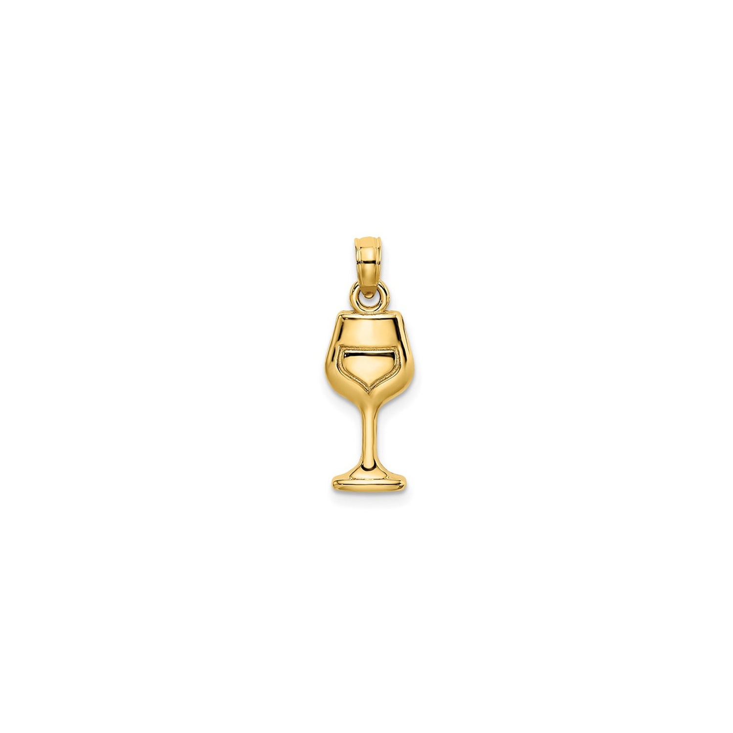 14K Yellow Gold Wine Glass Charm Pendant