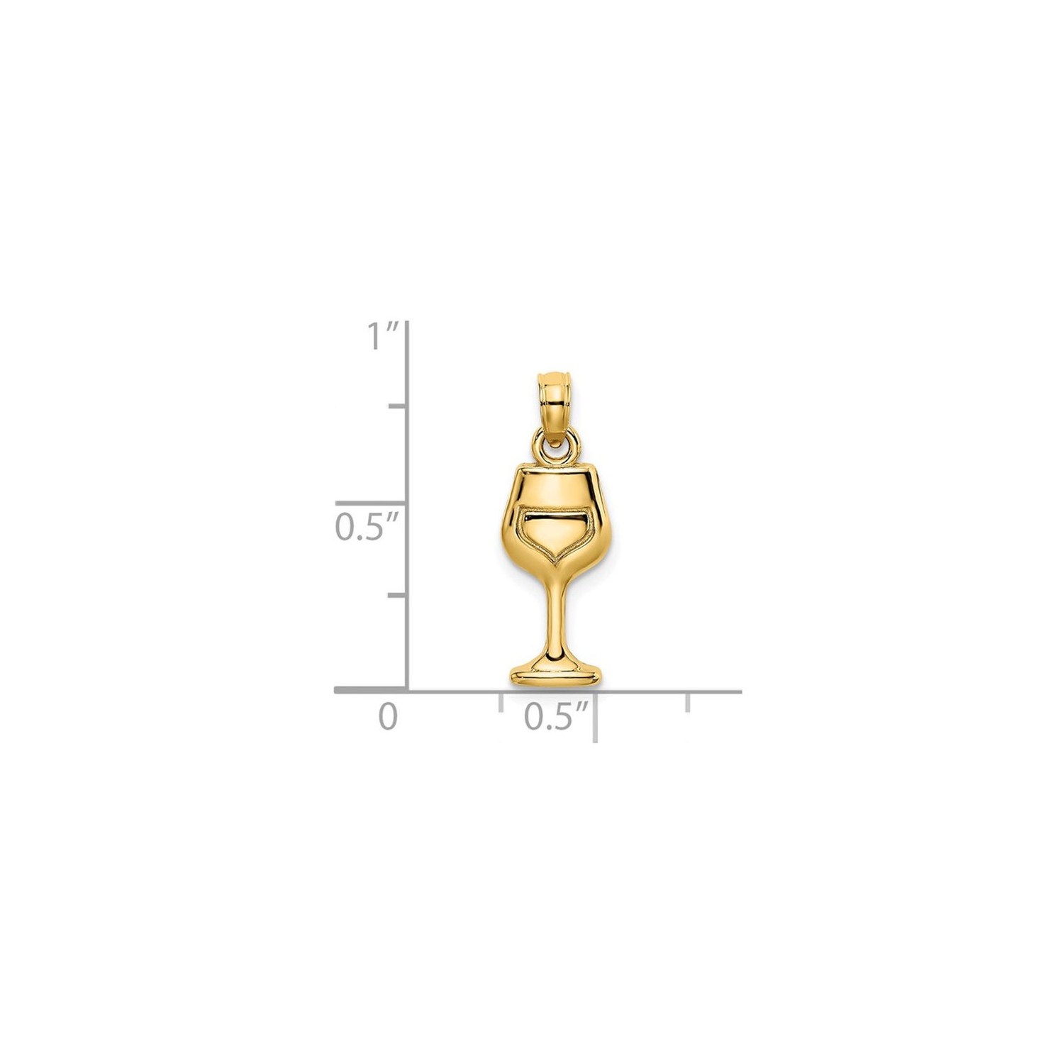 14K Yellow Gold Wine Glass Charm Pendant