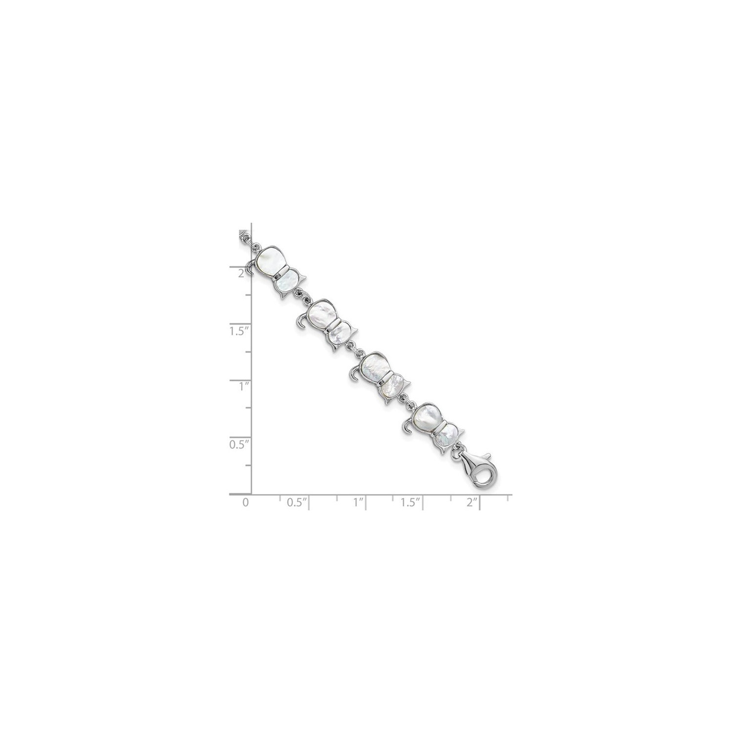 Bracelet à maille chat en nacre en argent sterling