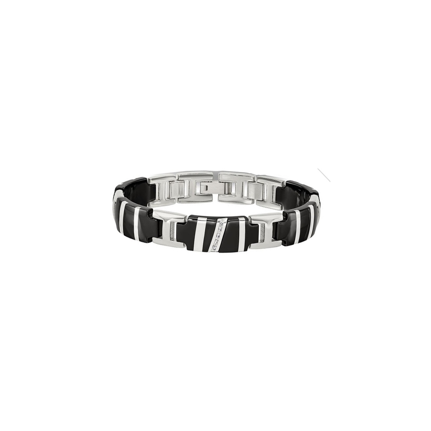 Bracelet homme en titane noir avec diamants 1/10&nbsp;carat 8.50&nbsp;pouces)