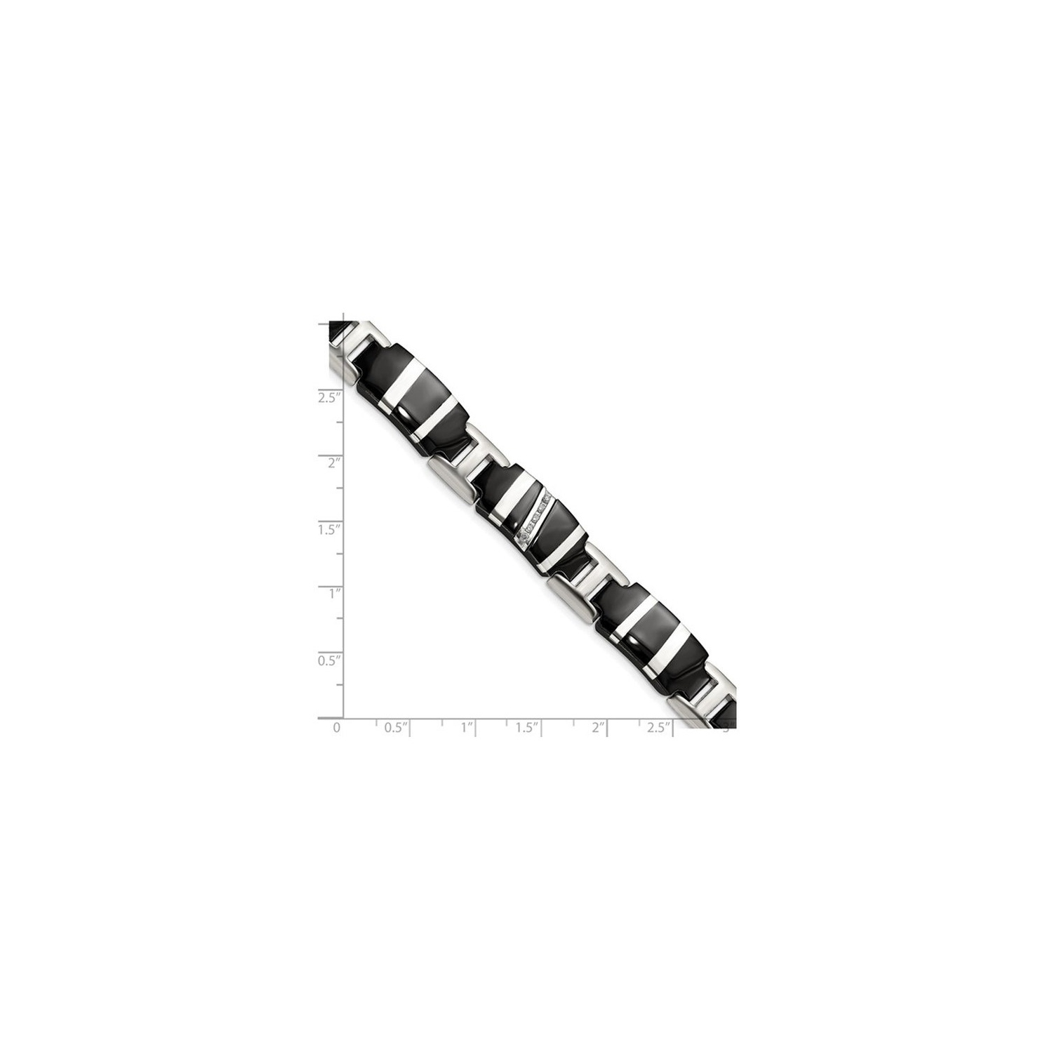 Bracelet homme en titane noir avec diamants 1/10&nbsp;carat 8.50&nbsp;pouces)