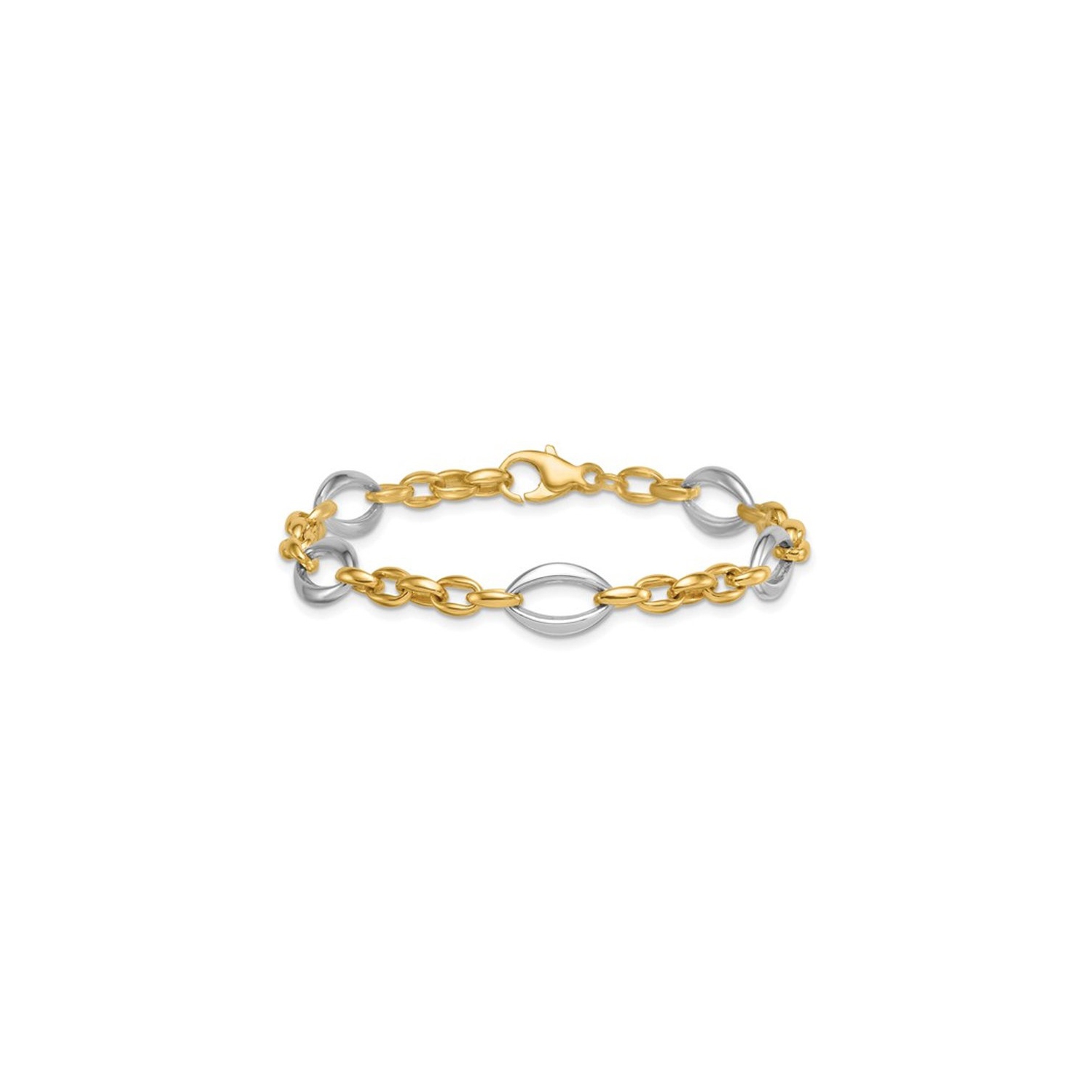 Ladies 14K Yellow and White Gold Oval Link Bracelet