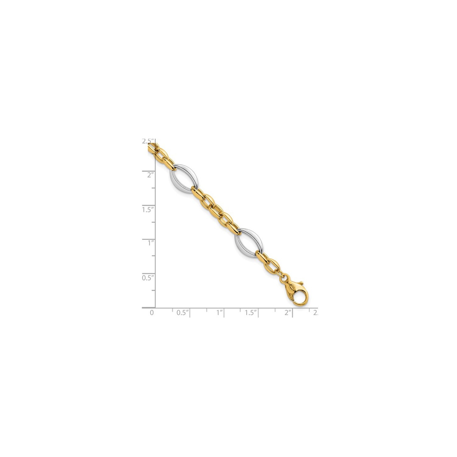 Ladies 14K Yellow and White Gold Oval Link Bracelet