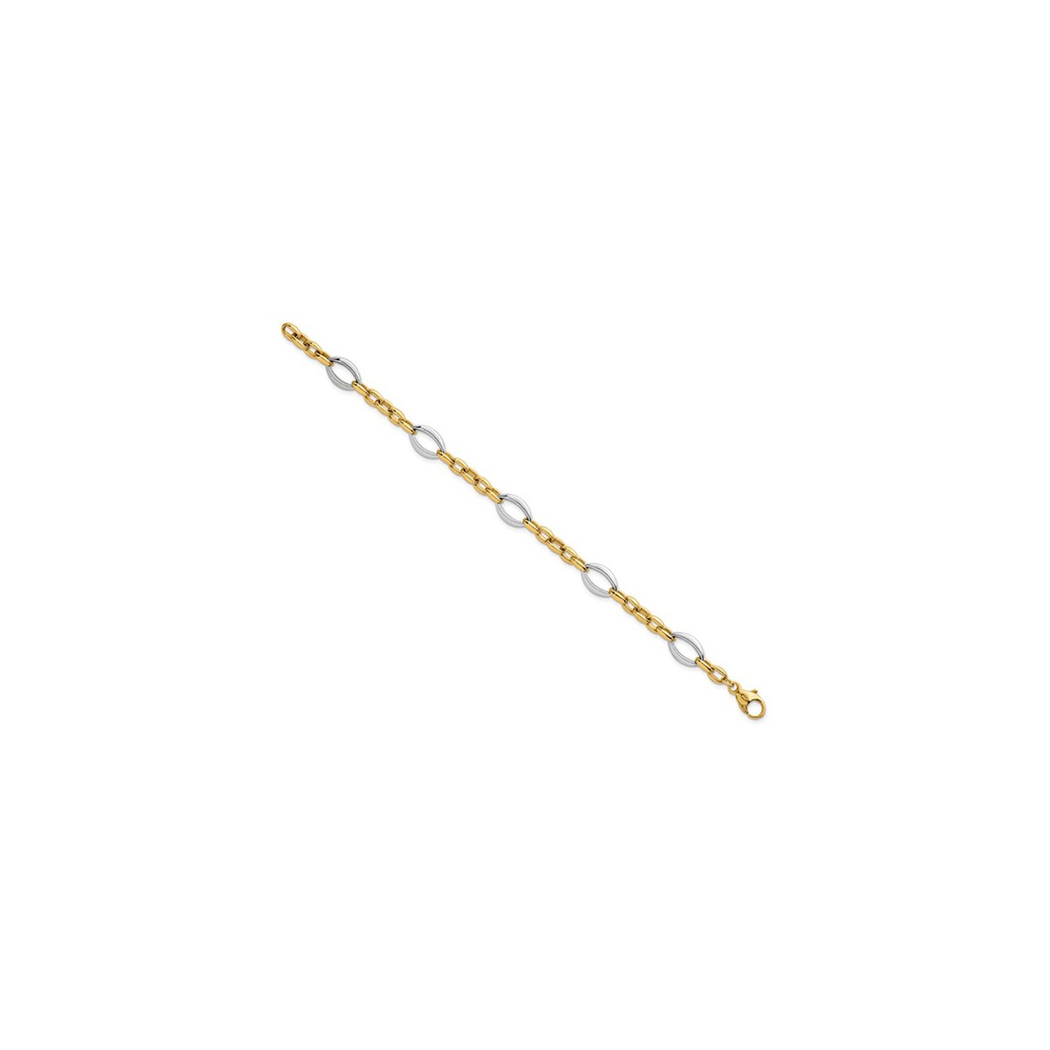 Ladies 14K Yellow and White Gold Oval Link Bracelet