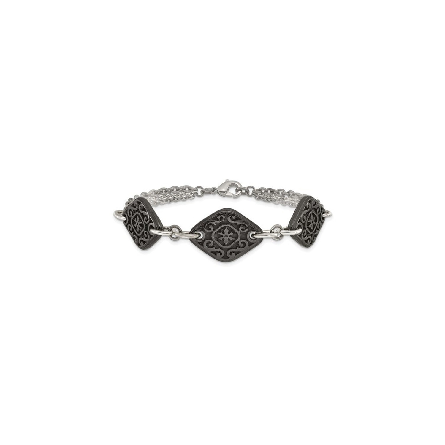 Bracelet à breloques gravées en titane noir