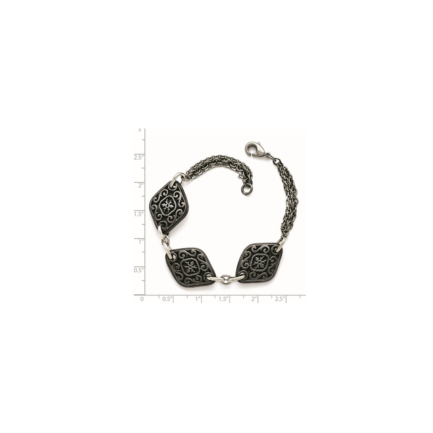 Bracelet à breloques gravées en titane noir