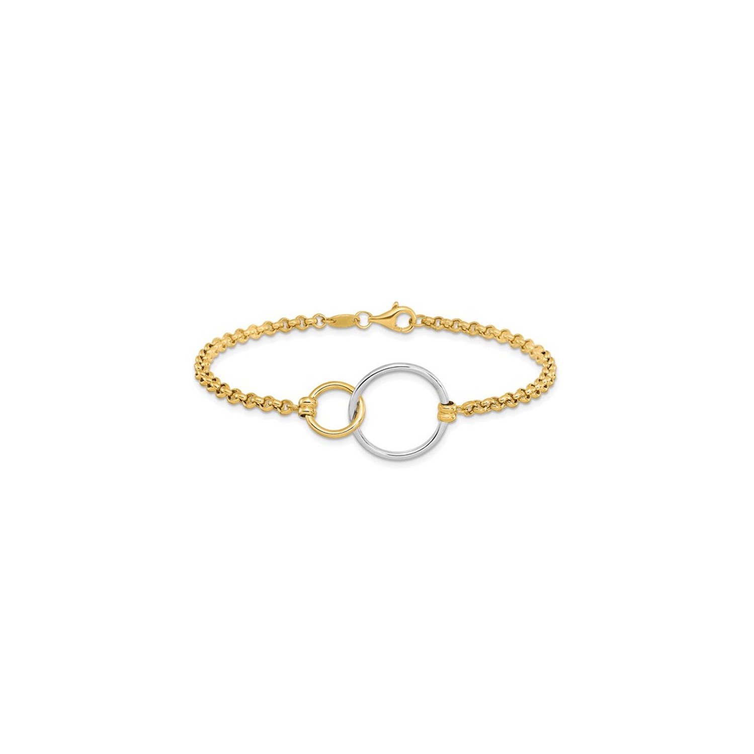 Bracelet à cercles entrelacés en or jaune et blanc 10 K