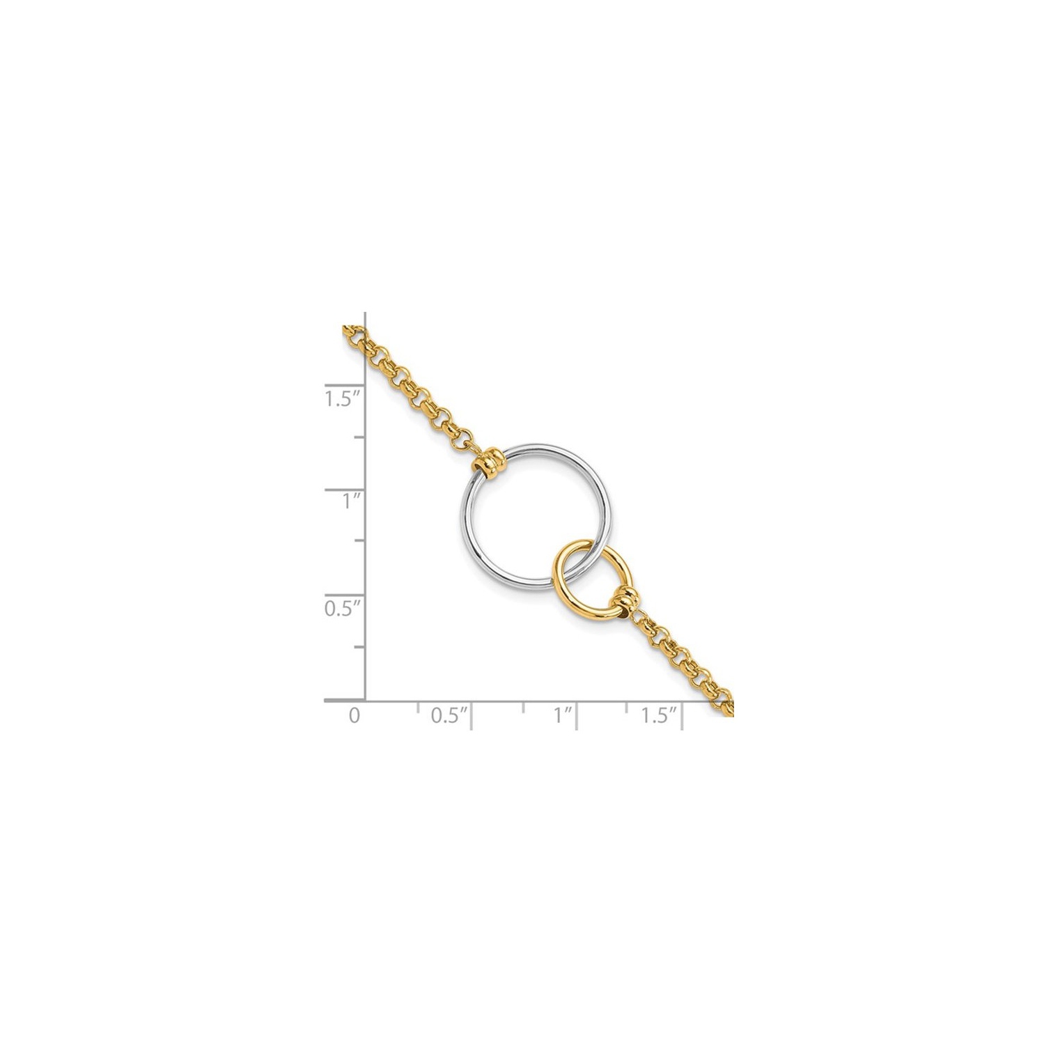 Bracelet à cercles entrelacés en or jaune et blanc 10 K