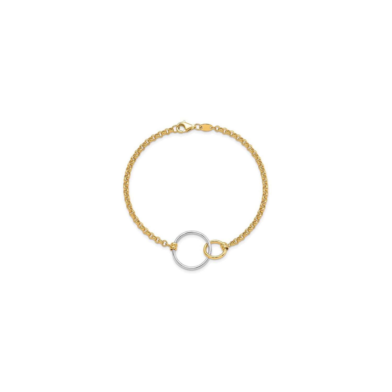 Bracelet à cercles entrelacés en or jaune et blanc 10 K