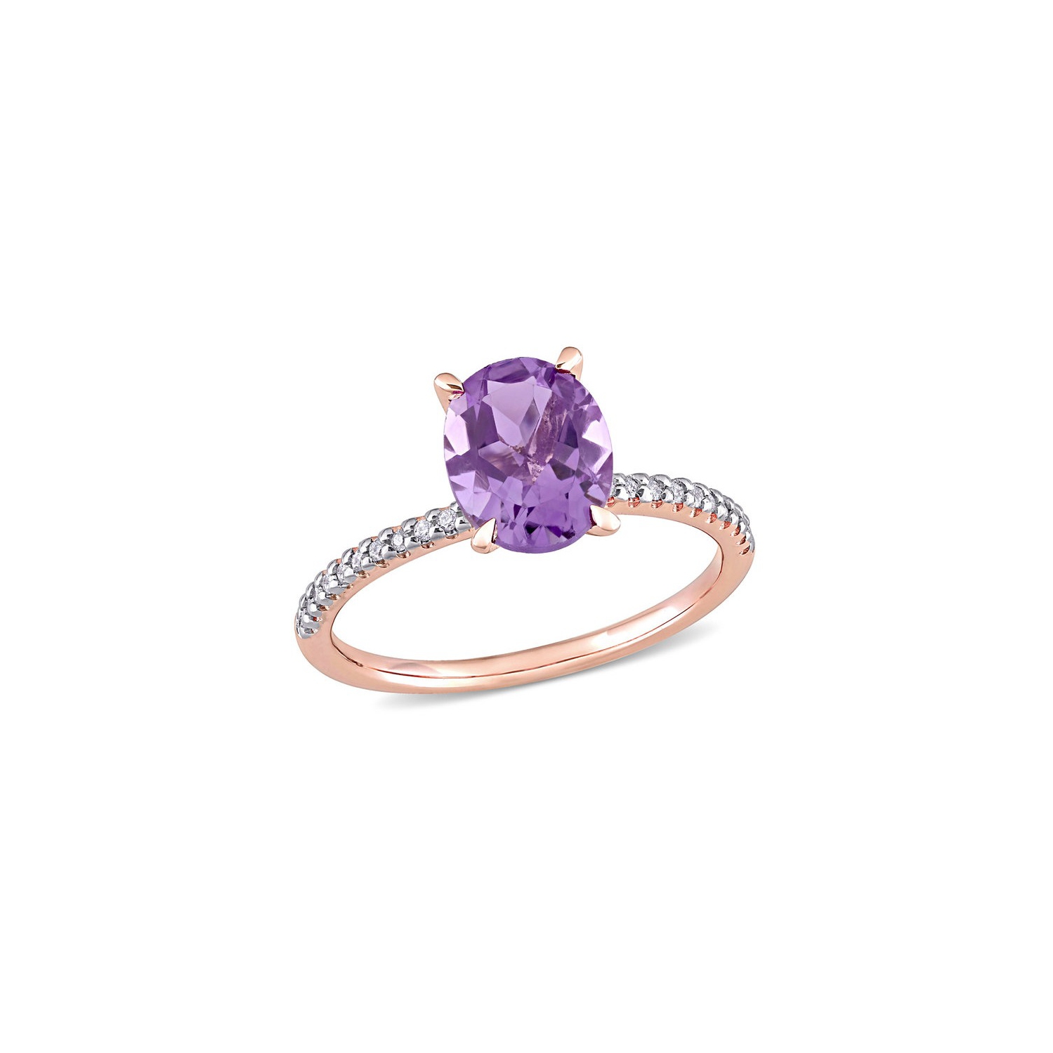 2.00 Carat Oval Amethyst Ring in 14K Rose Pink Gold
