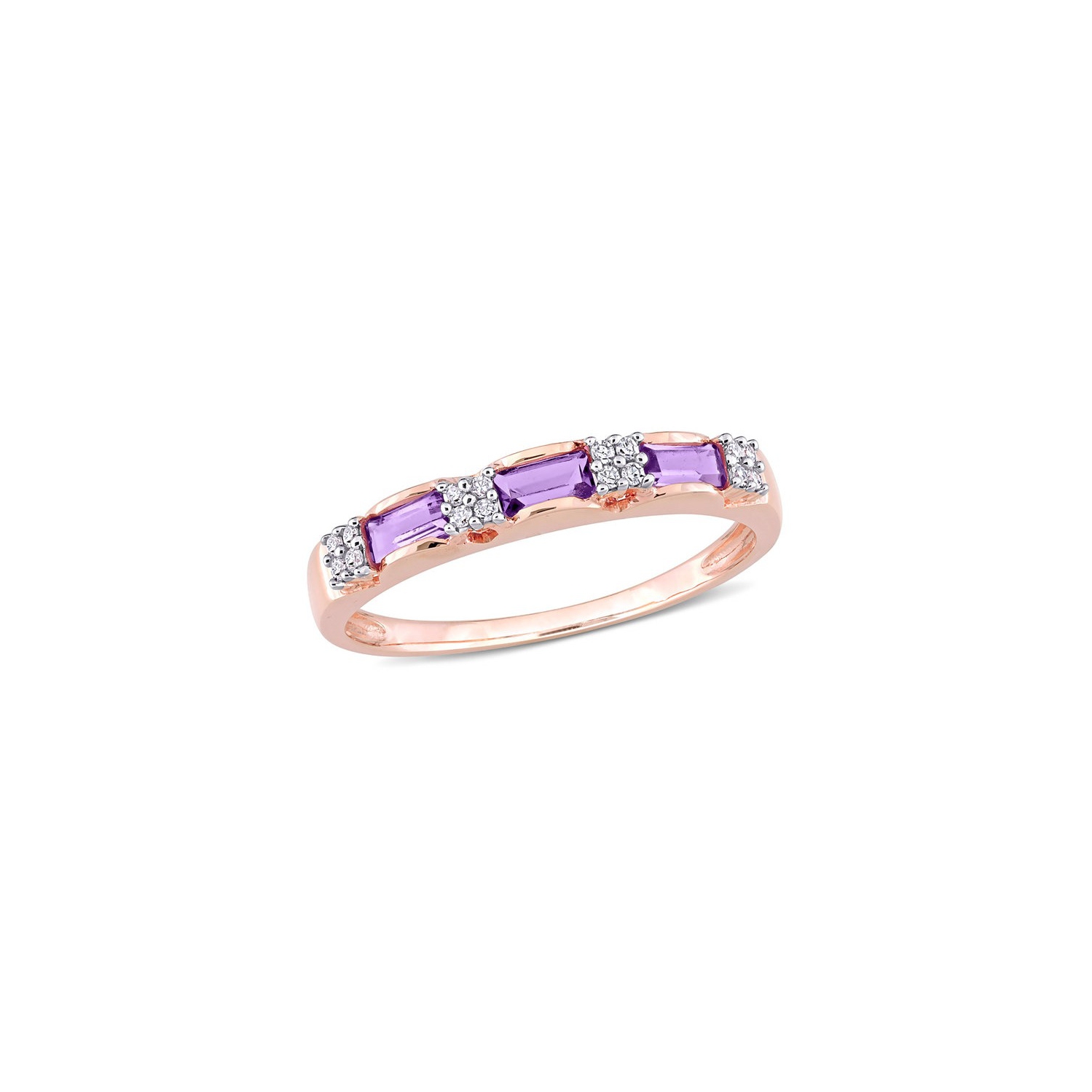 1/4 Carat Amethyst Bagette-Cut Anniversary Ring Band in 10K Rose Pink Gold