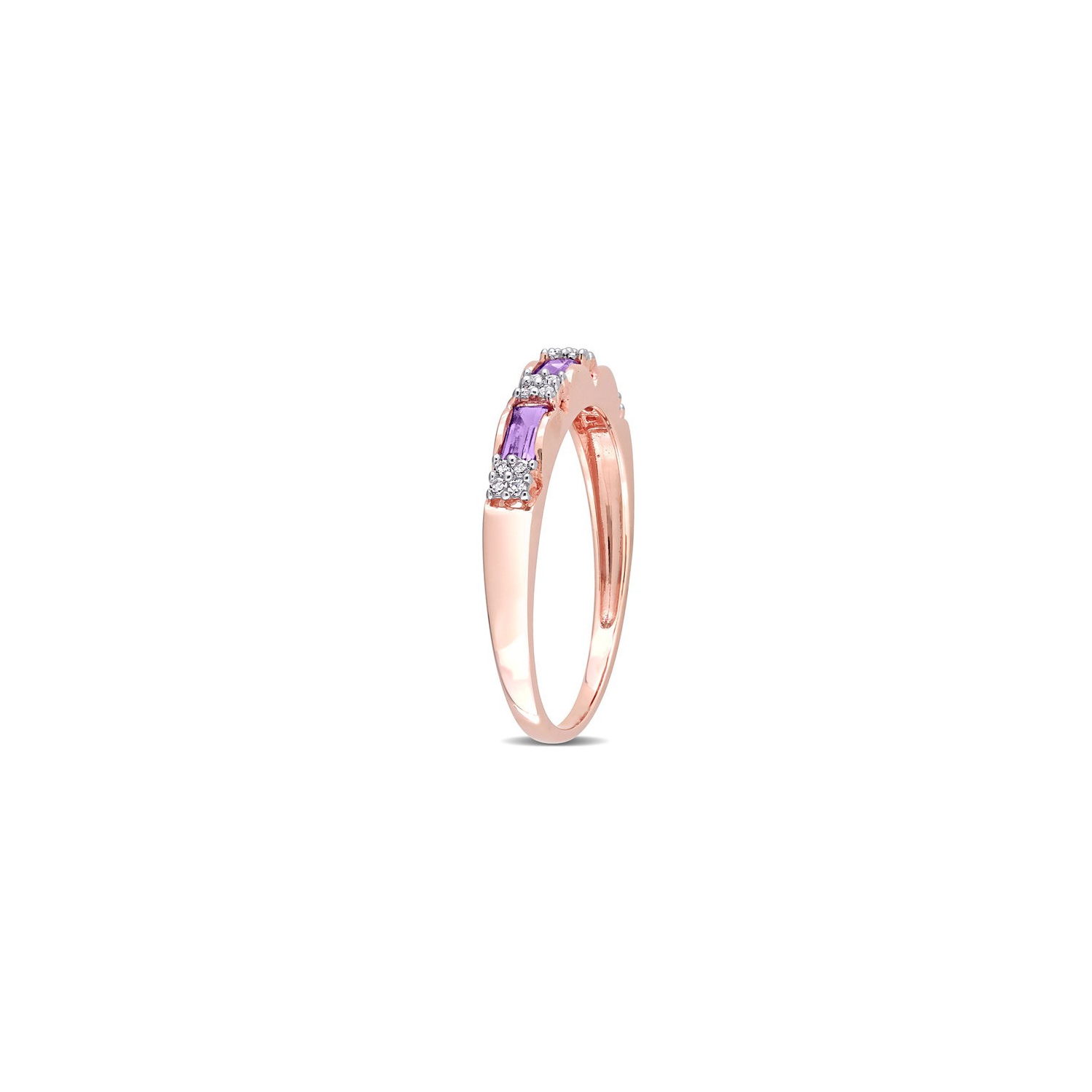 1/4 Carat Amethyst Bagette-Cut Anniversary Ring Band in 10K Rose Pink Gold