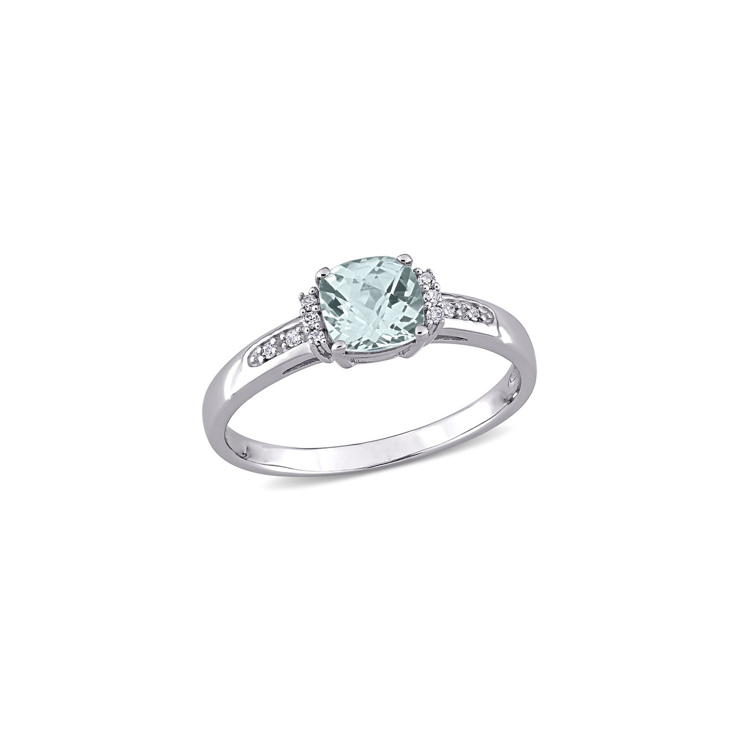 4/5 Carat Light Aquamarine Cushion-Cut Ring in 10K White Gold