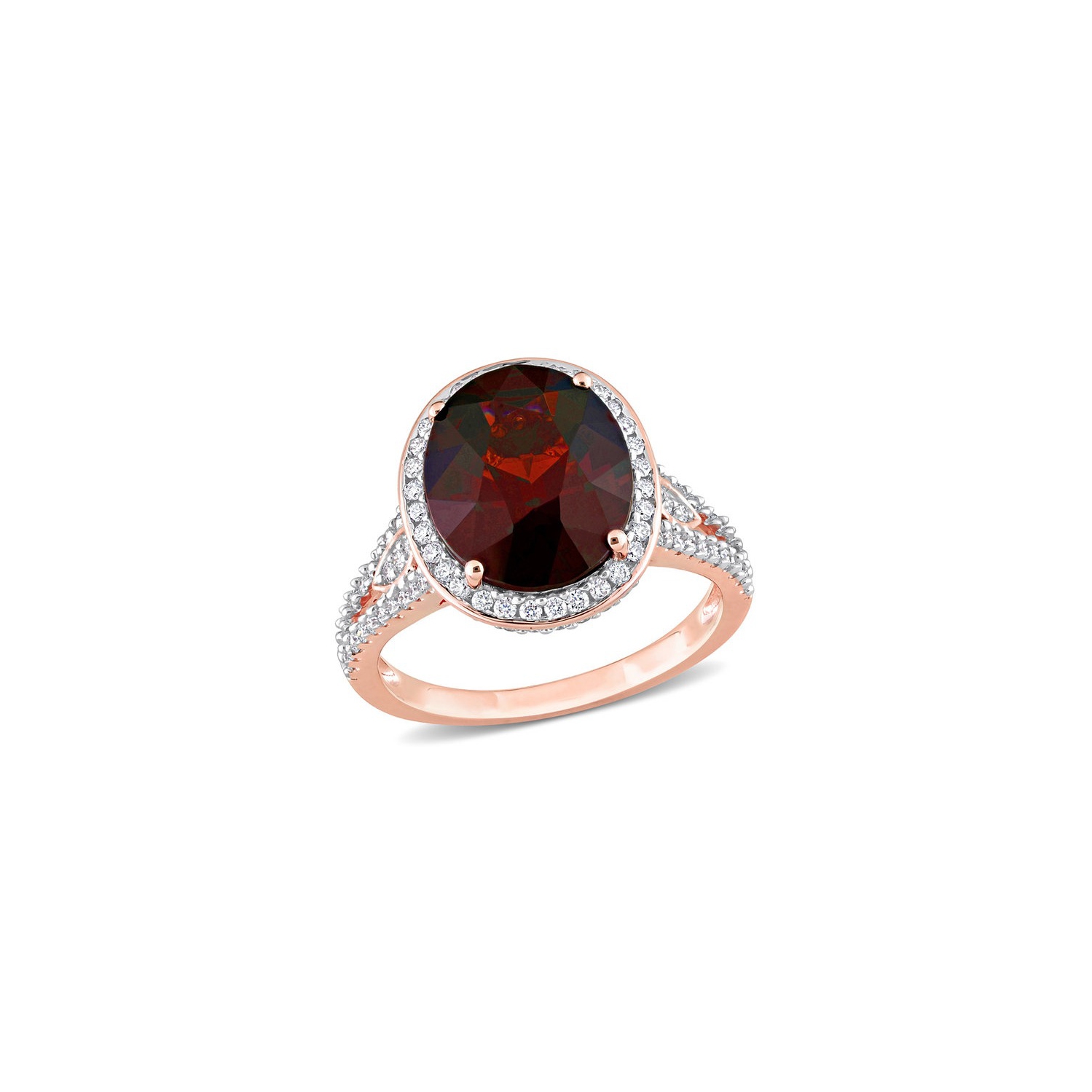 5.62 Carat Oval Garnet Ring in 14K Rose Gold with Diamonds 2/3 carat (ctw)