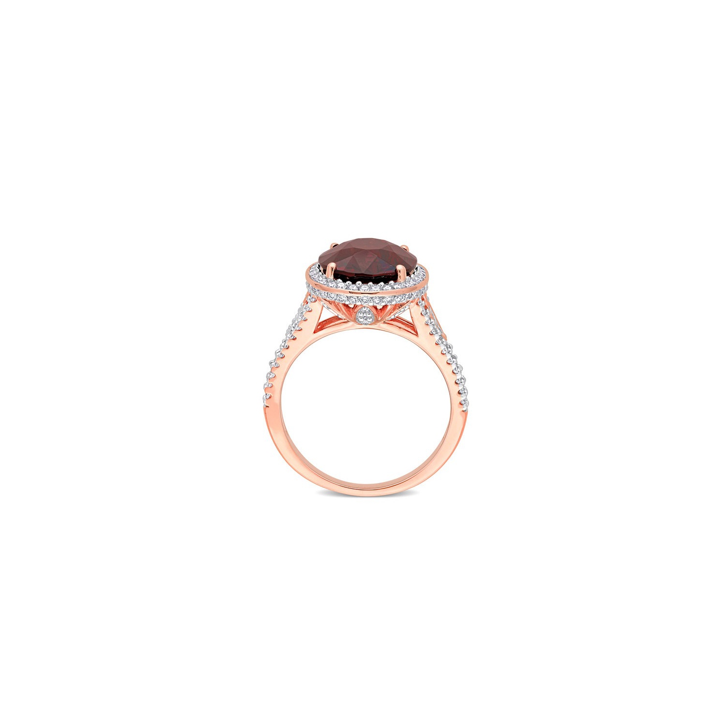 5.62 Carat Oval Garnet Ring in 14K Rose Gold with Diamonds 2/3 carat (ctw)