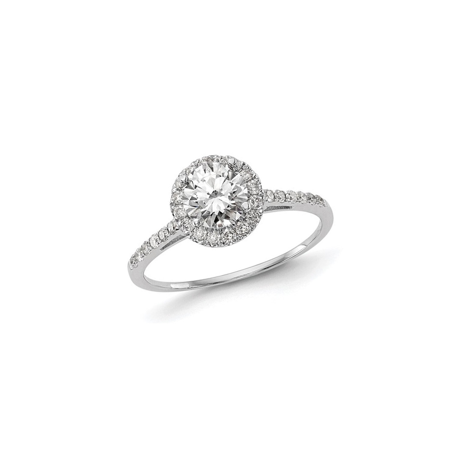 1.14 Carat Ceritfied Lab Grown Diamond Engagement Halo Ring in 14K White Gold