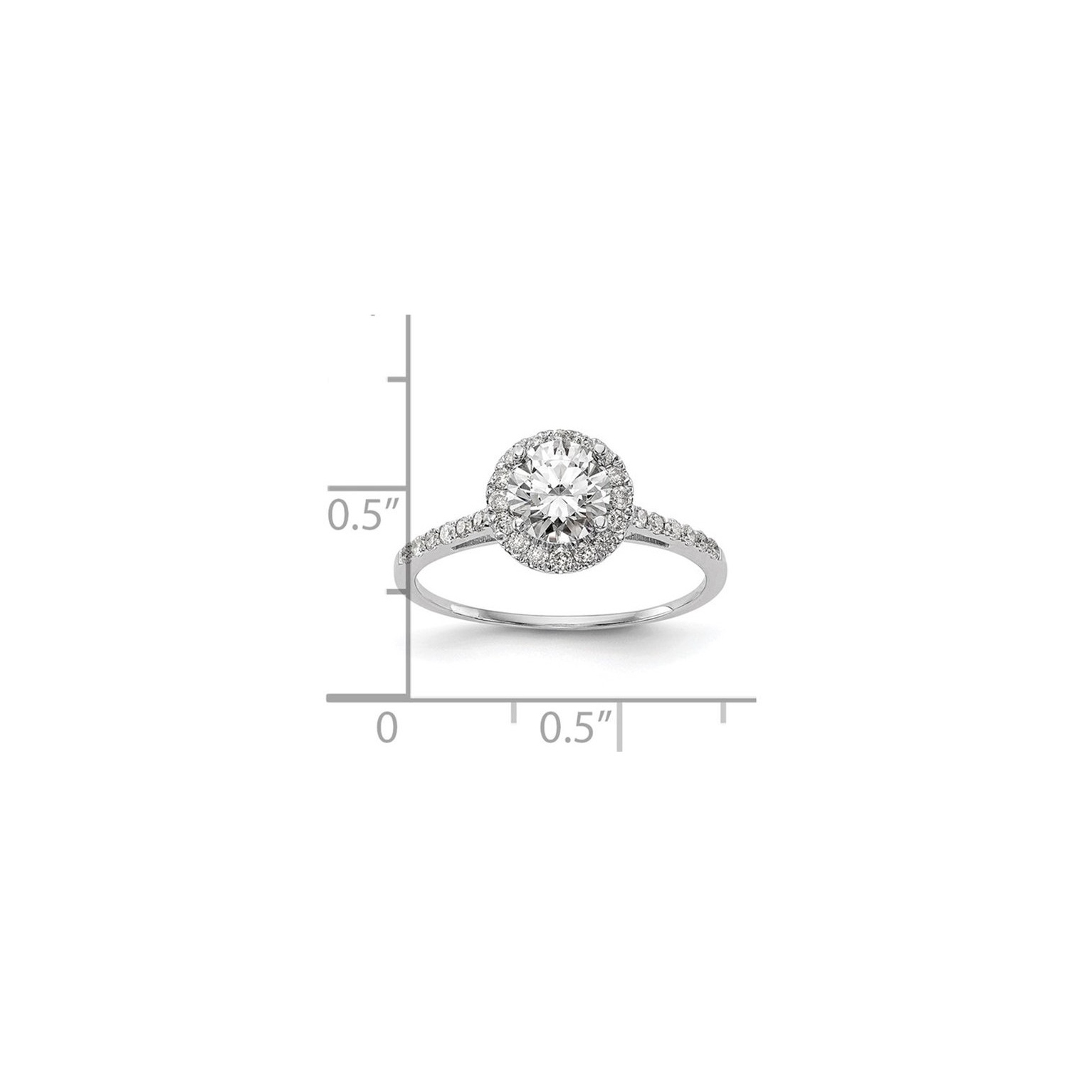 1.14 Carat Ceritfied Lab Grown Diamond Engagement Halo Ring in 14K White Gold