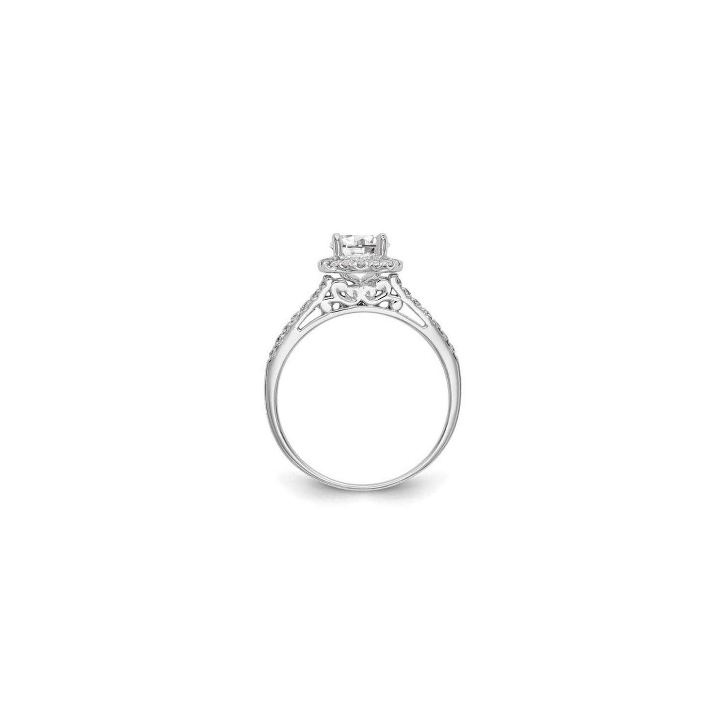 1.14 Carat Ceritfied Lab Grown Diamond Engagement Halo Ring in 14K White Gold