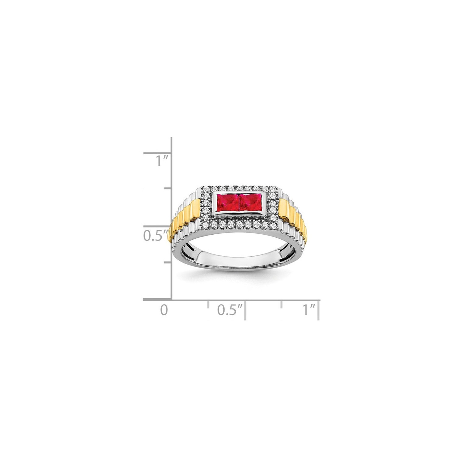 Mens 4/5 Carat Ruby Ring 14K Yellow and White Gold with Diamonds 1/4 Carat (ctw)