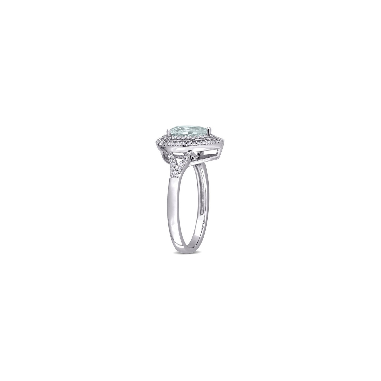 1.20 Carat Ultra-Light Aquamarine Drop Ring in 14K White Gold with Diamonds