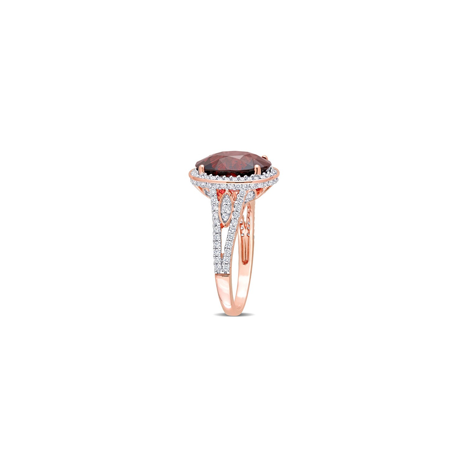 5.62 Carat Oval Garnet Ring in 14K Rose Gold with Diamonds 2/3 carat (ctw)