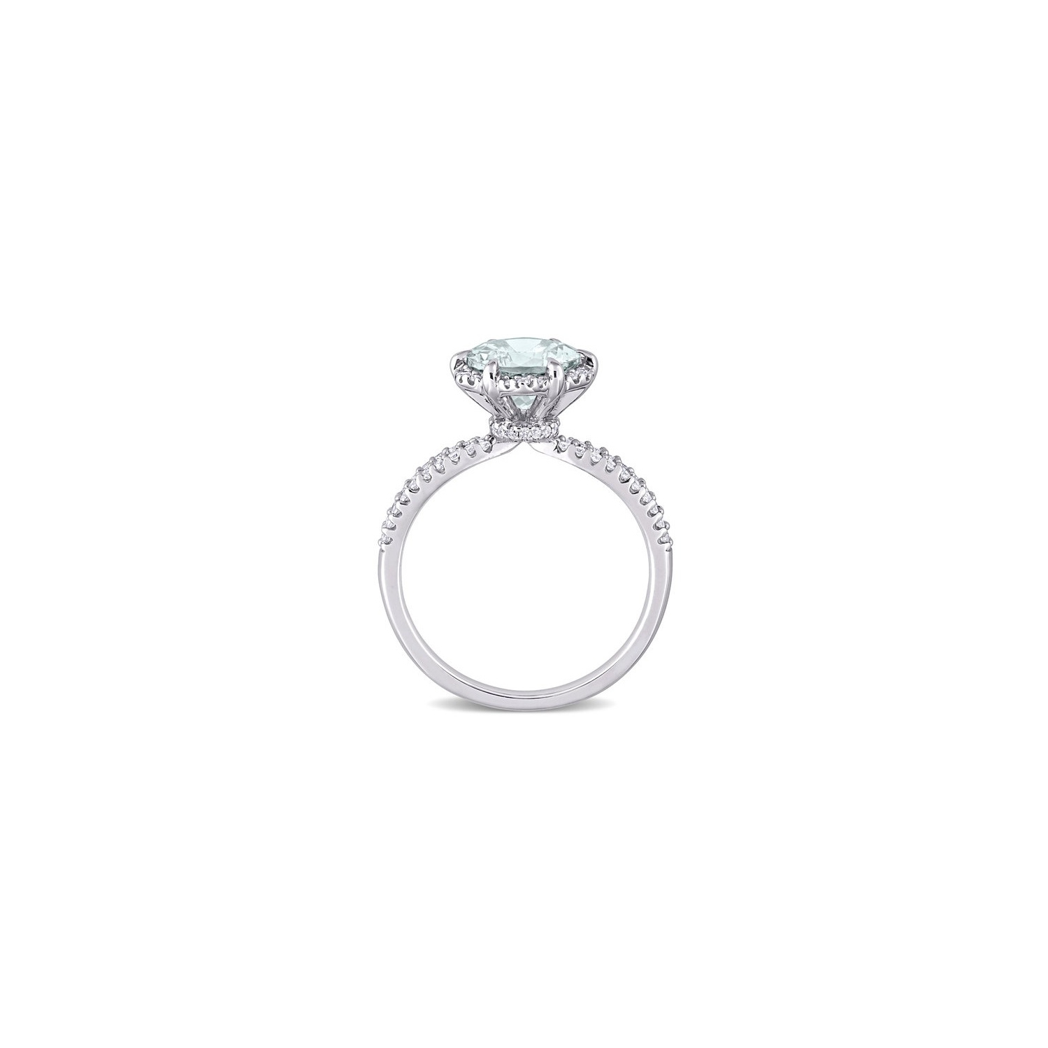 1.65 Carat Ultra-Light Aquamarine Ring in 14K White Gold with Diamonds