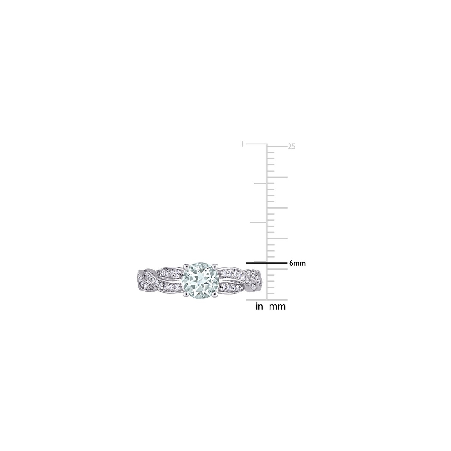 3/4 Carat Ultra-Light Aquamarine CrossOver Ring in 14K White Gold with Diamonds