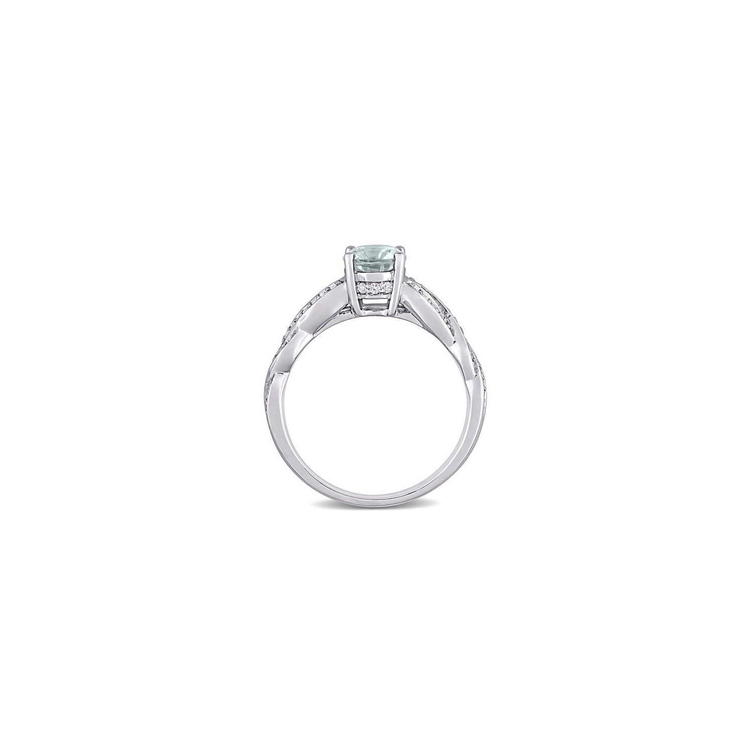 3/4 Carat Ultra-Light Aquamarine CrossOver Ring in 14K White Gold with Diamonds