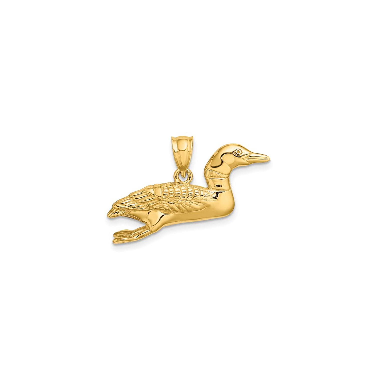 14K Yellow Gold Polished Wild Duck Charm Pendant (NO CHAIN