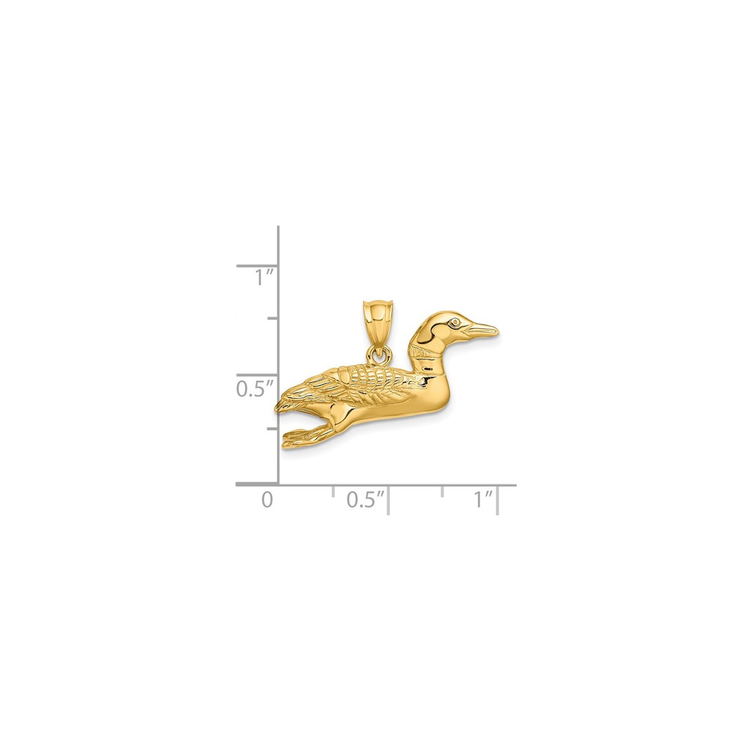 14K Yellow Gold Polished Wild Duck Charm Pendant (NO CHAIN