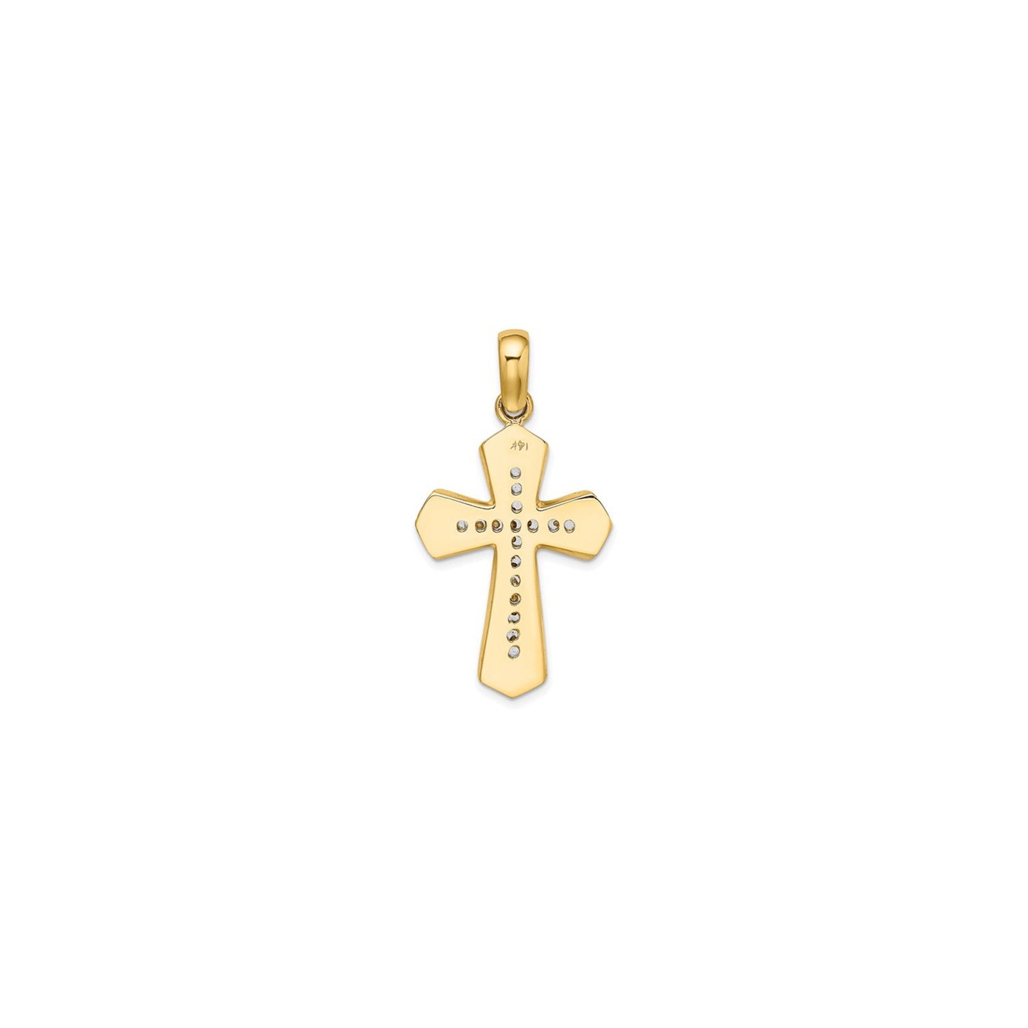 14K Yellow and White Polished Cross Pendant