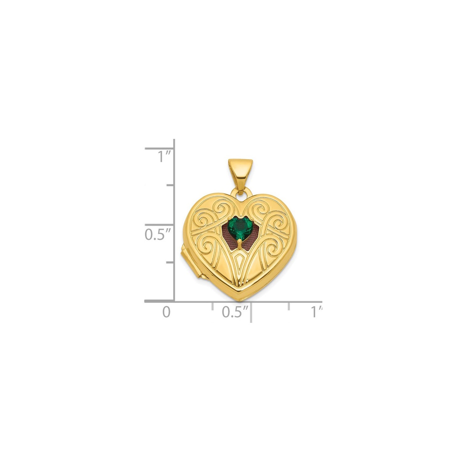 1/5 Carat Lab-Created Emerald Heart Pendant Necklace in 10K Yellow Gold with Chain