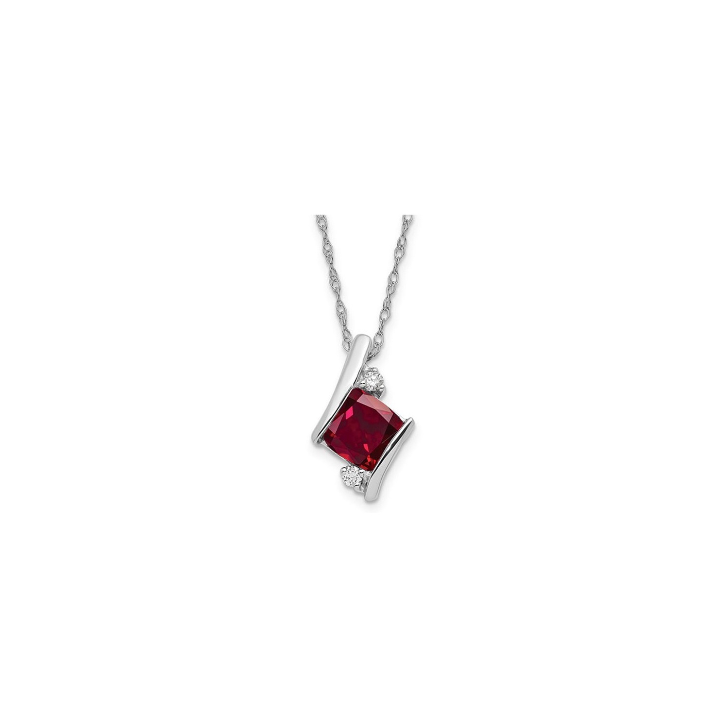 2/3 Carat Lab-Created Ruby Solitaire Pendant Necklace in 10K White Gold with Chain