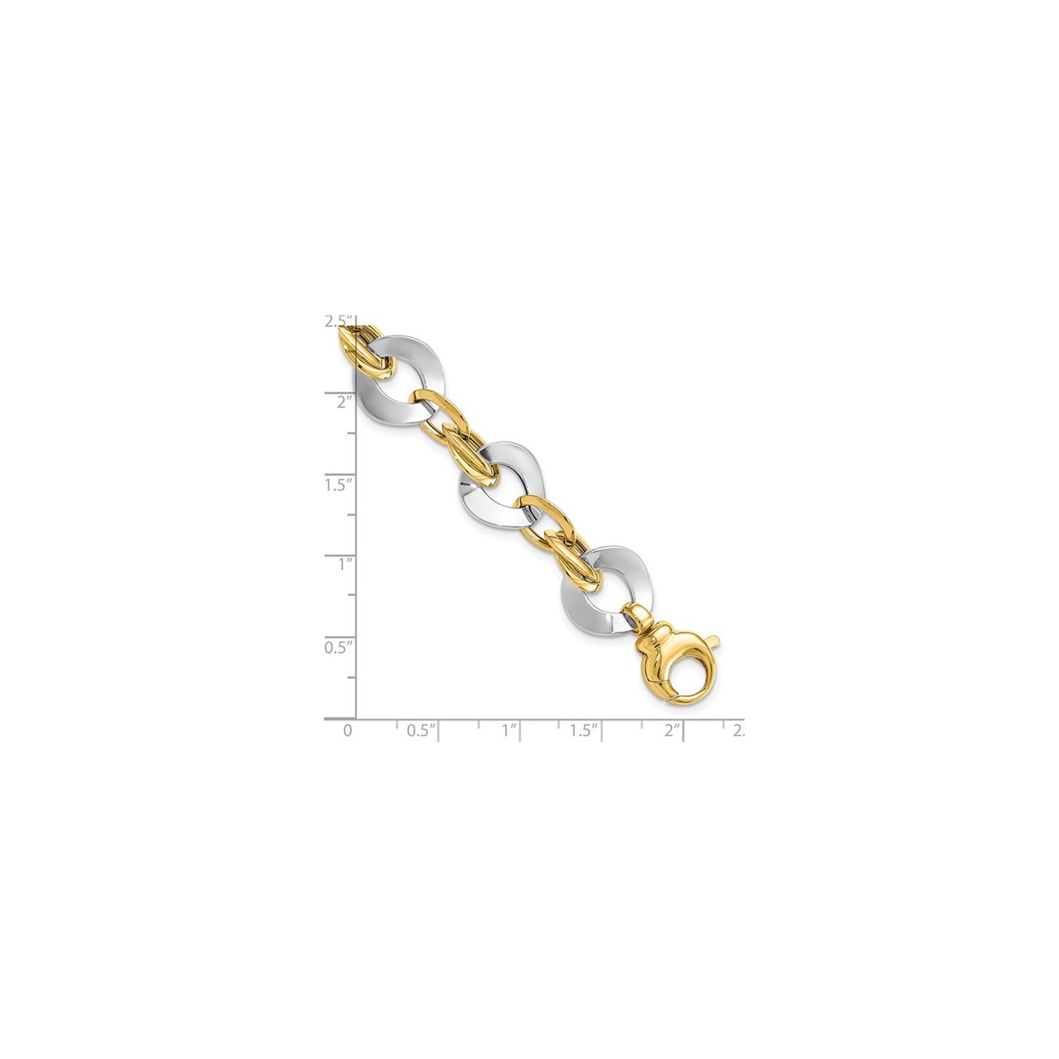14K Yellow and White Gold Two-tone Polished Link Bracelet