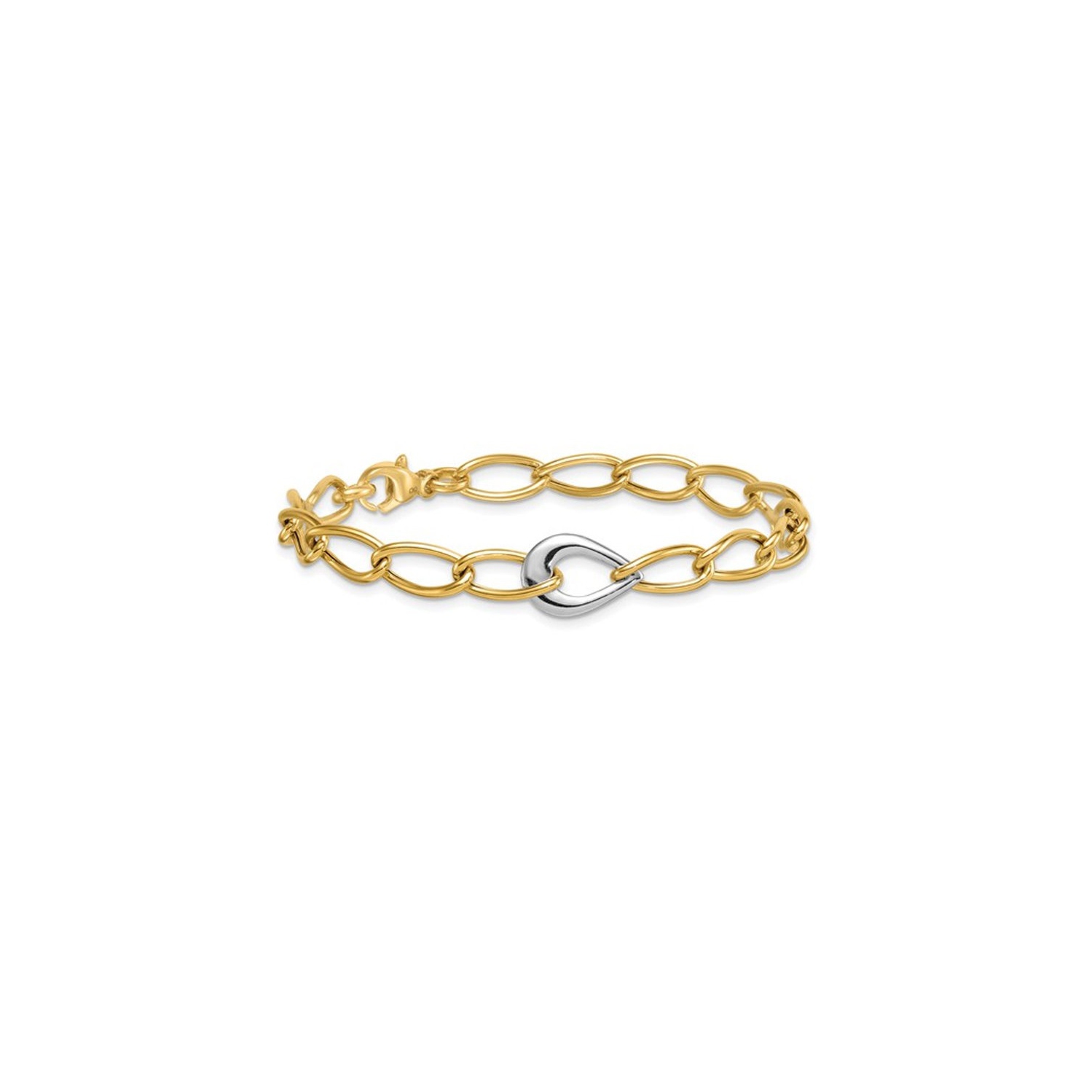 Ladies 14K Yellow and White Gold Curb Link Bracelet