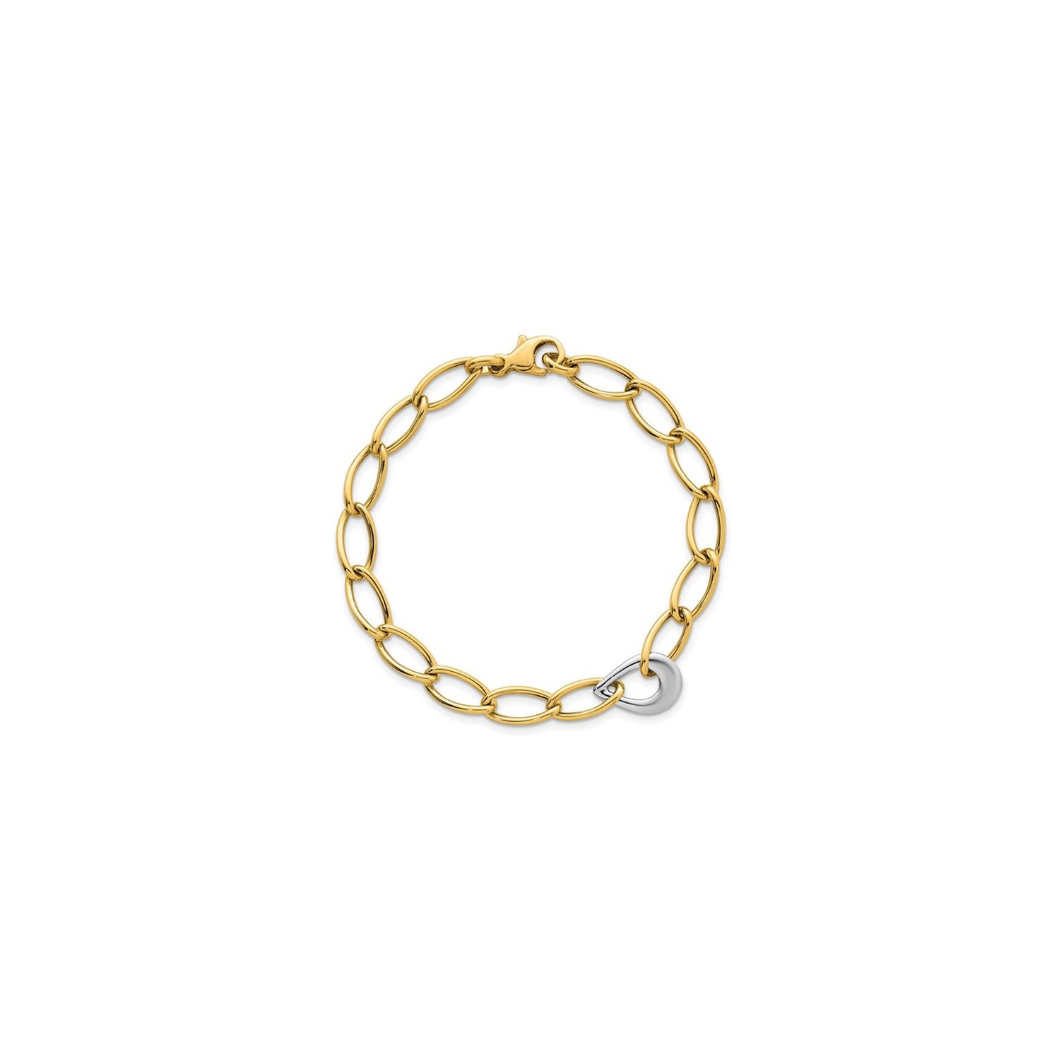 Ladies 14K Yellow and White Gold Curb Link Bracelet